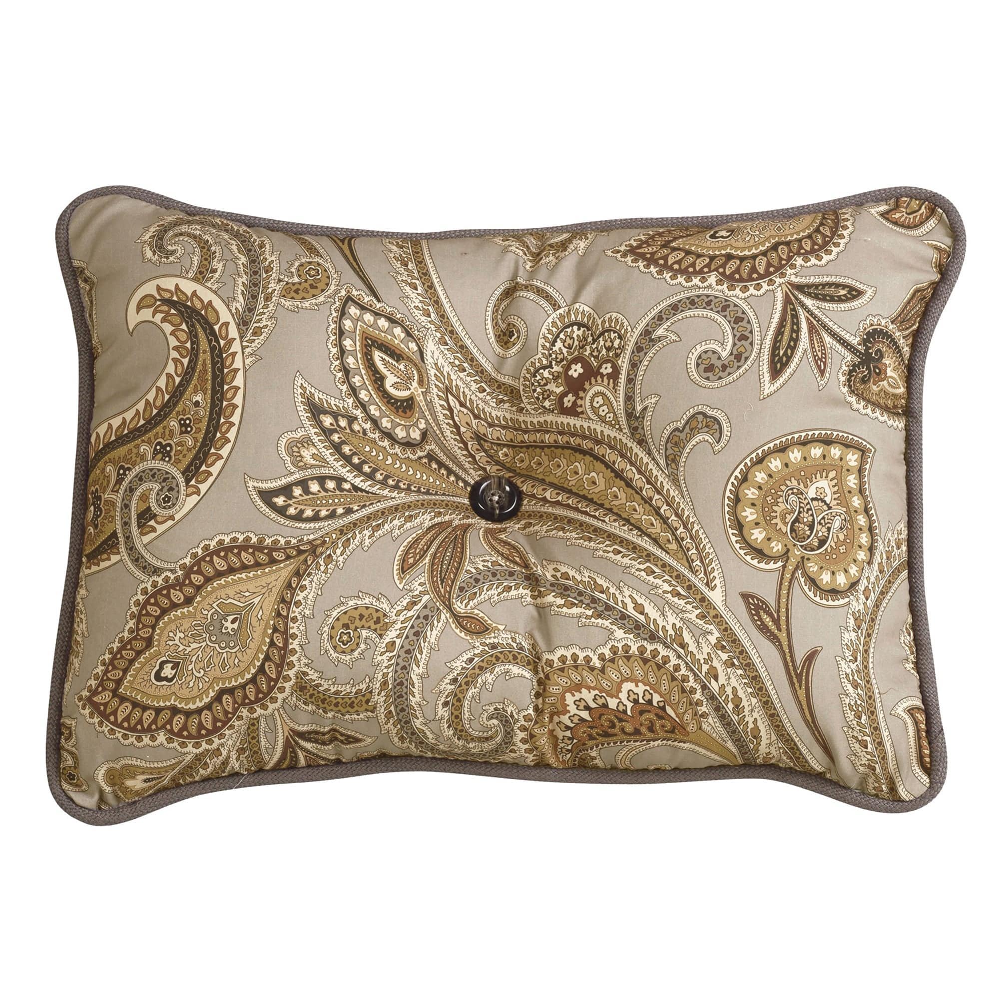 Piedmont - Paisley Tufted Lumbar Pillow - Tan