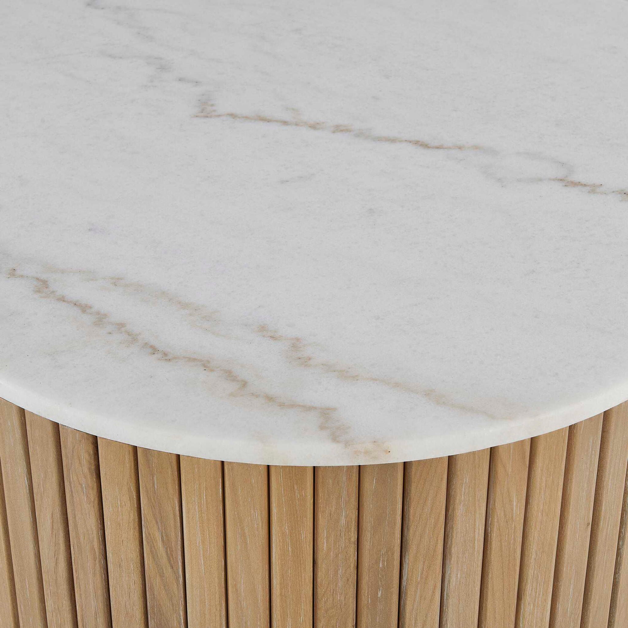 Arik - Marble Top Coffee Table - White / Woodtone