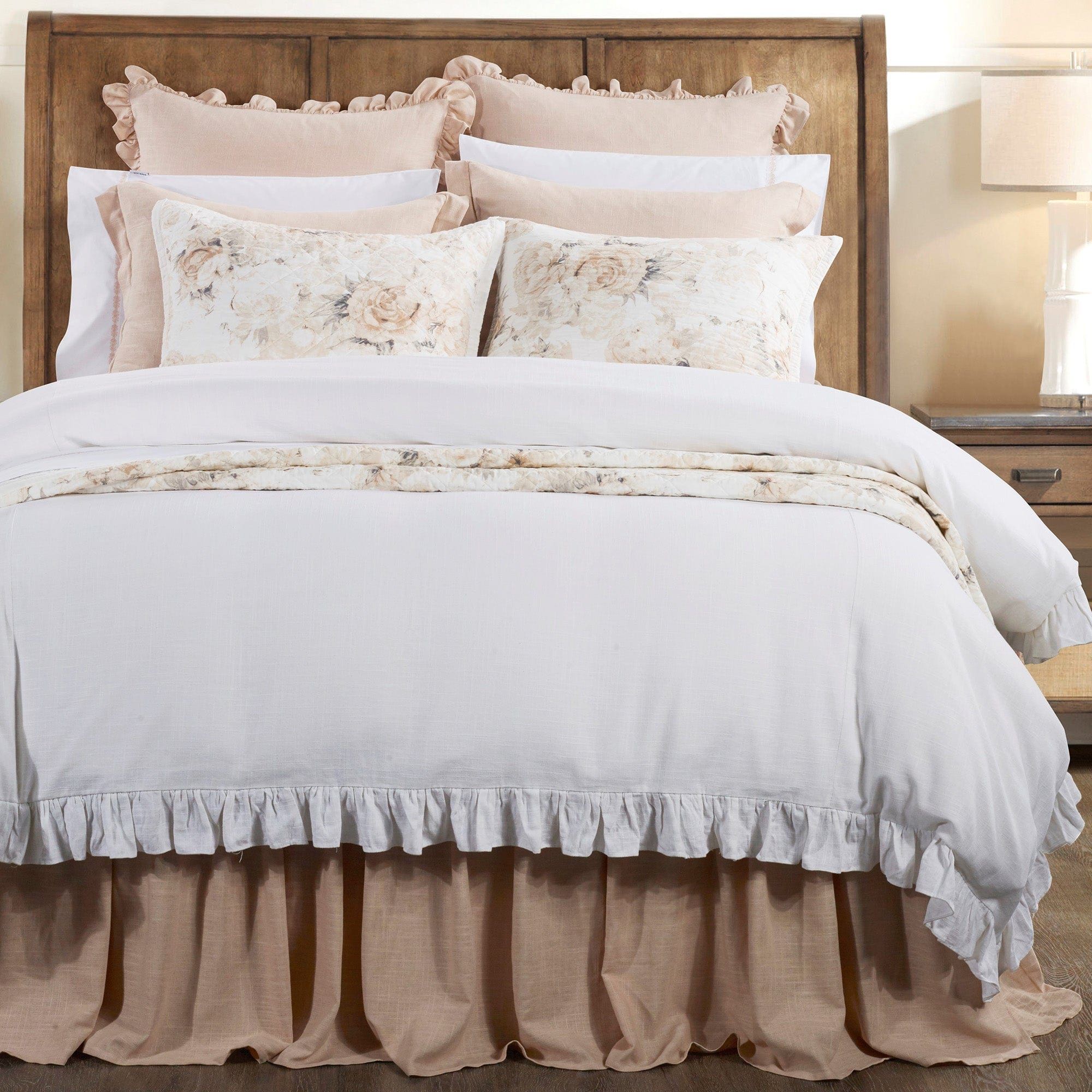 Lily - King Washed Linen Duvet Cover Set (Set of 3) - White