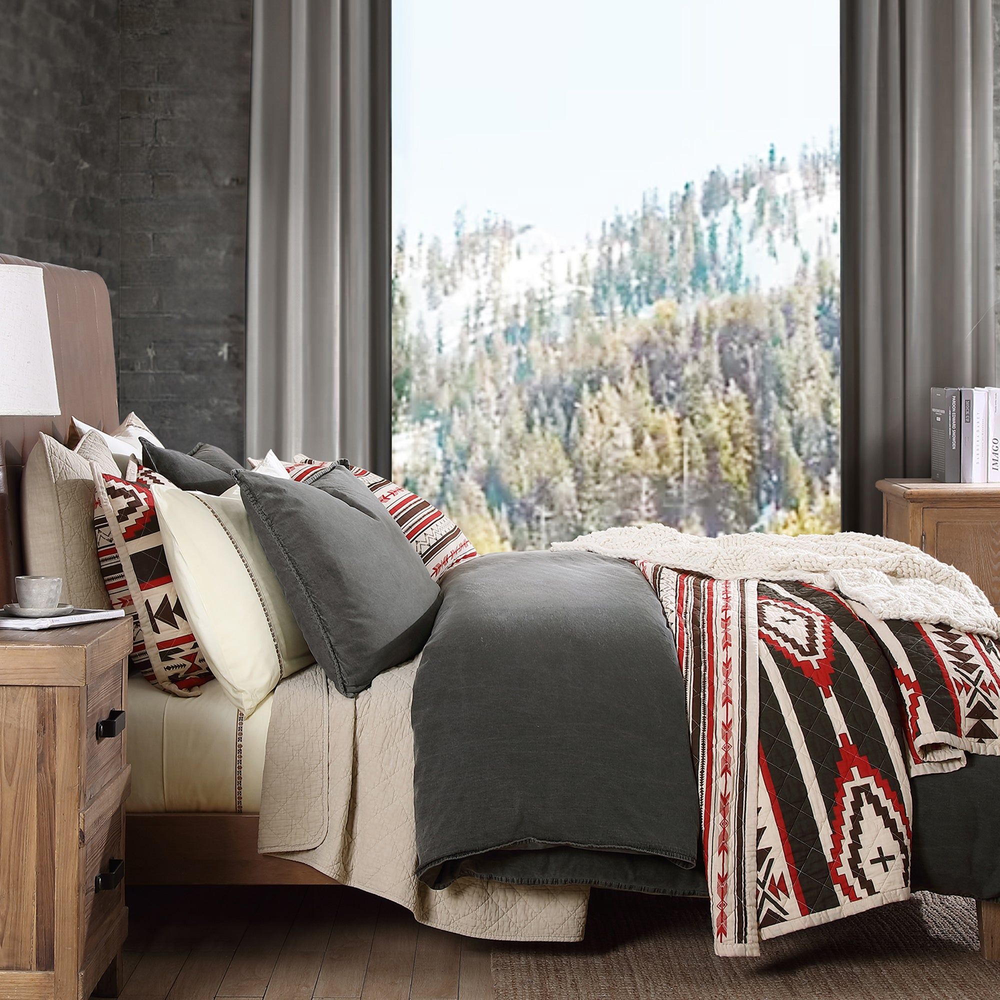Cortez - Full/Queen Reversible Quilt Set (Set of 3) - Tan