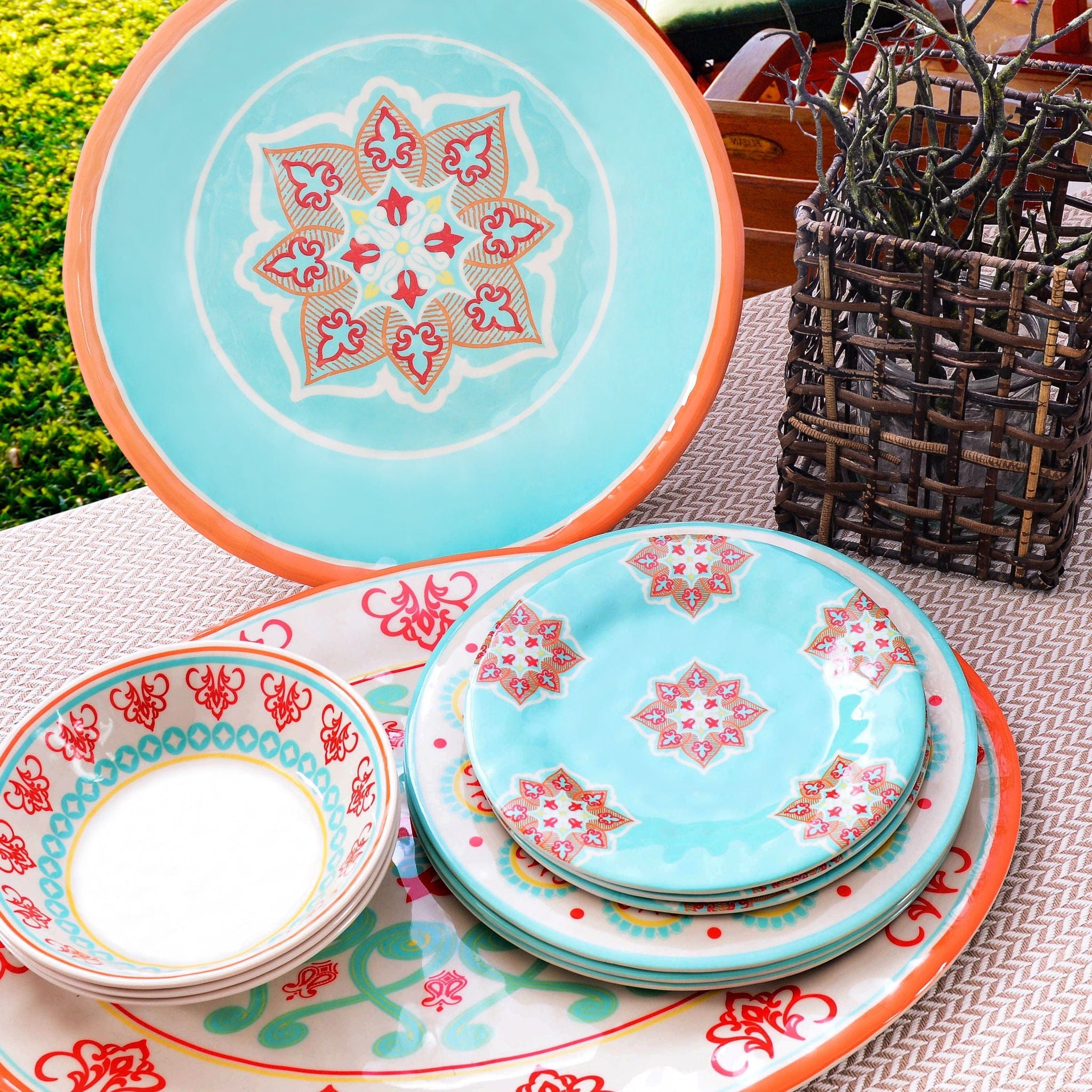 Western Melamine - Set (Set of 10), 2 Per Carton - Turquoise / Orange