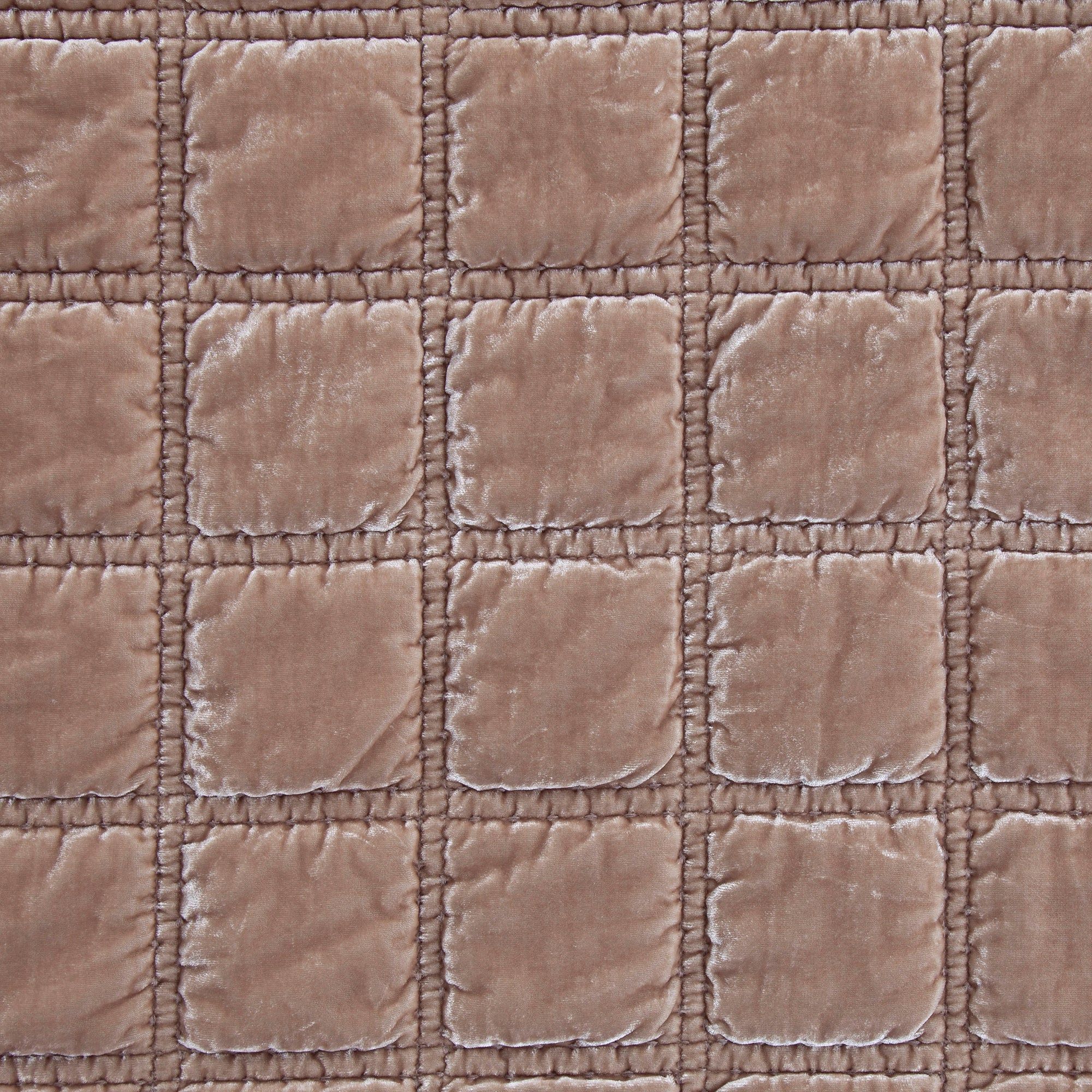 Stella - Faux Silk Velvet Double Box Stitch Throw - Dusty Rose