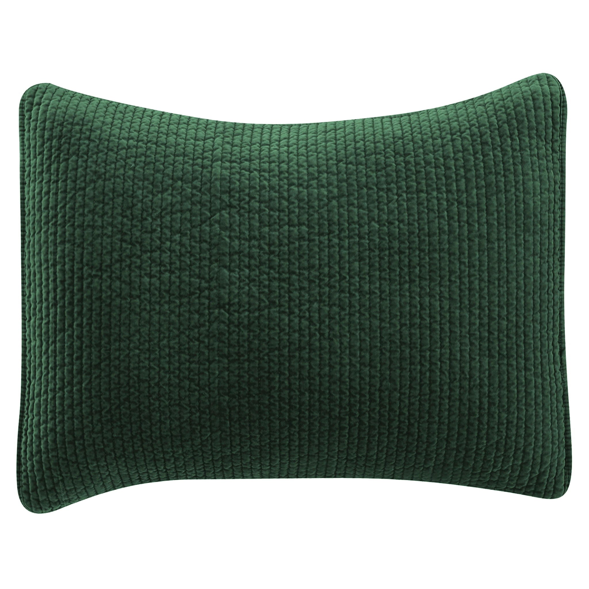 Stonewashed Cotton Velvet - Quilted Pillow Sham - Emerald