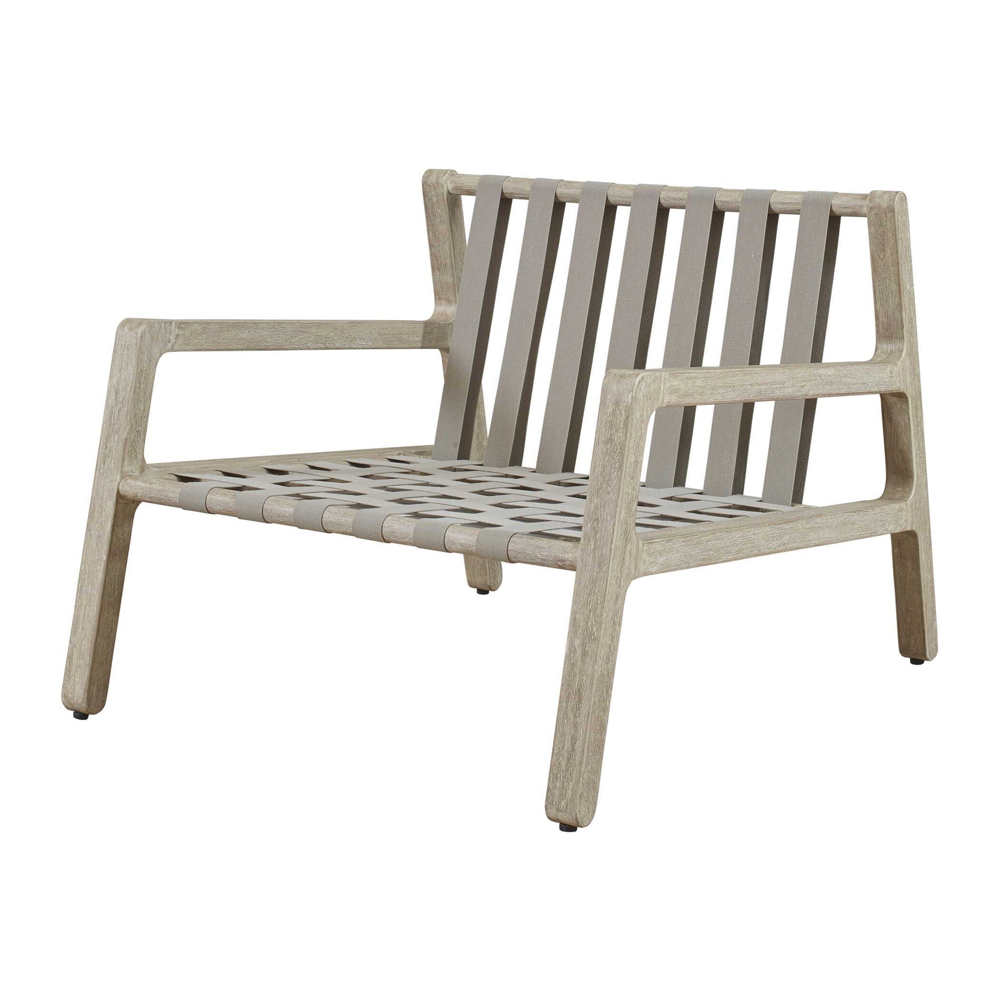 Strapped - Outdoor Lounge Chair - Light Brown / Pearl Silver