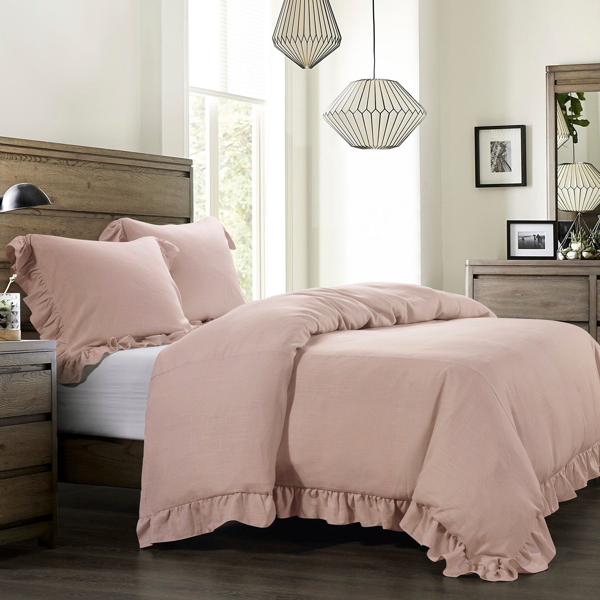 Lily - Queen Washed Linen Duvet Cover Set (Set of 3) - Blush