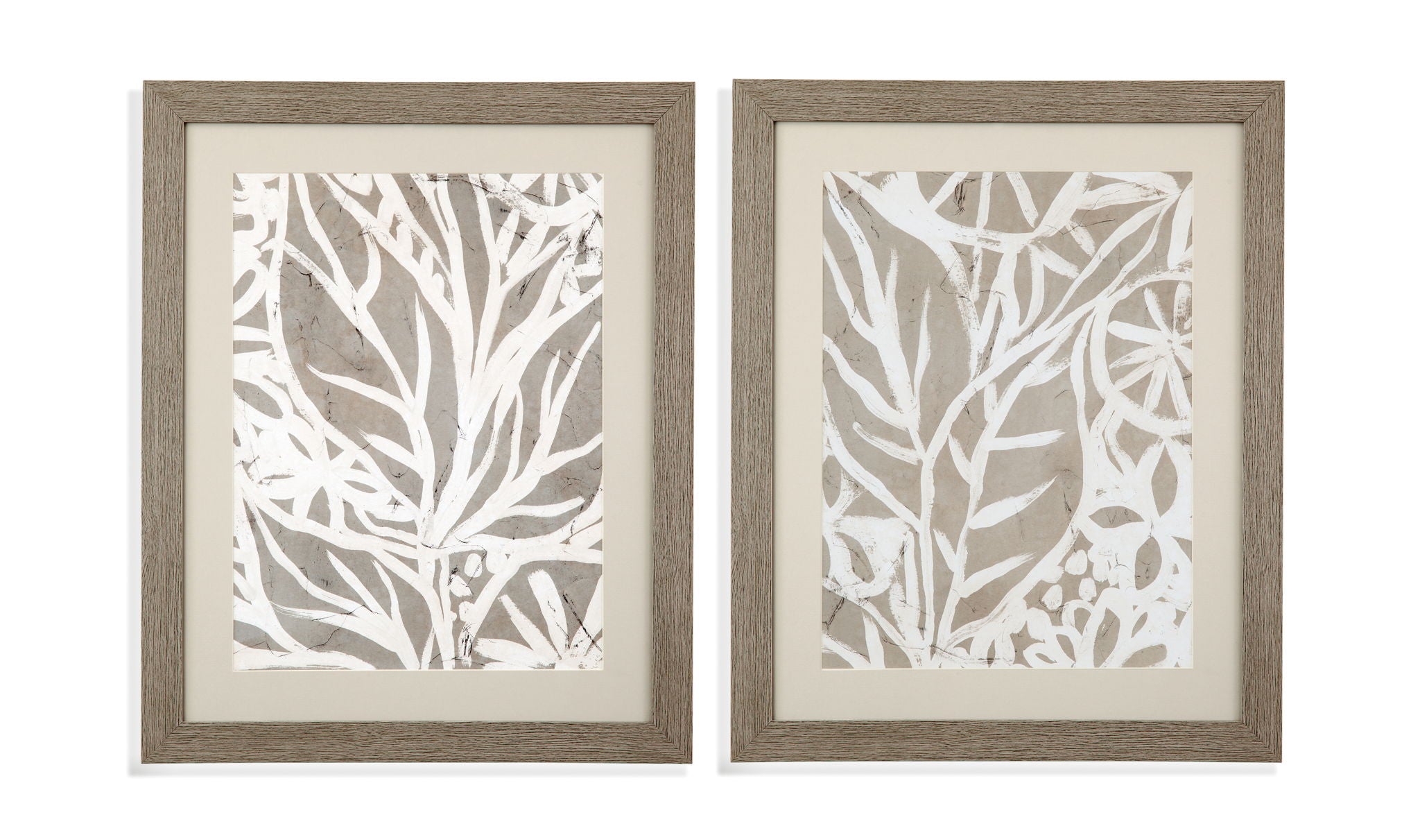 Mudcloth Foliage II Framed Print - Light Brown / Beige