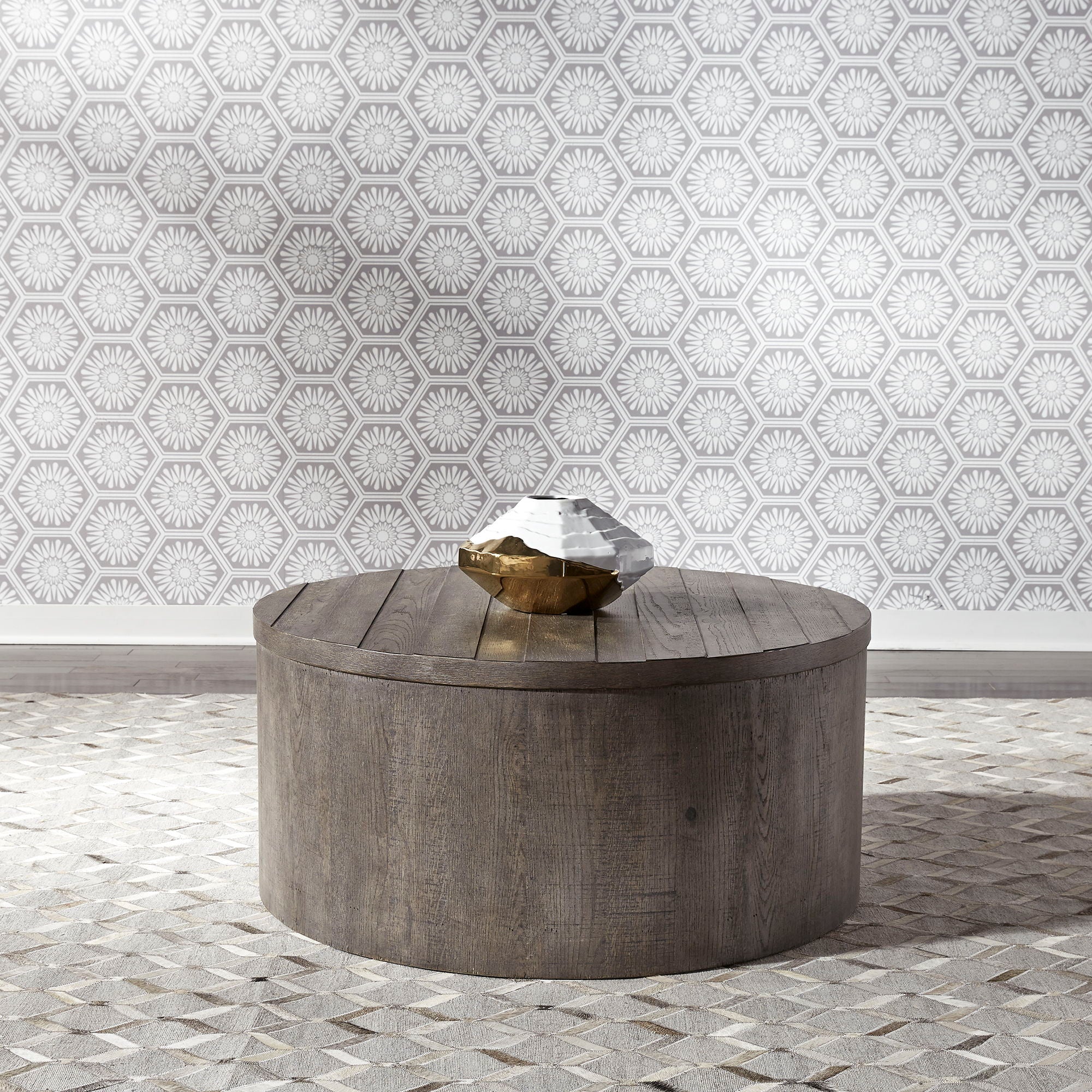 Modern Farmhouse - Drum Cocktail Table - Dusty Charcoal