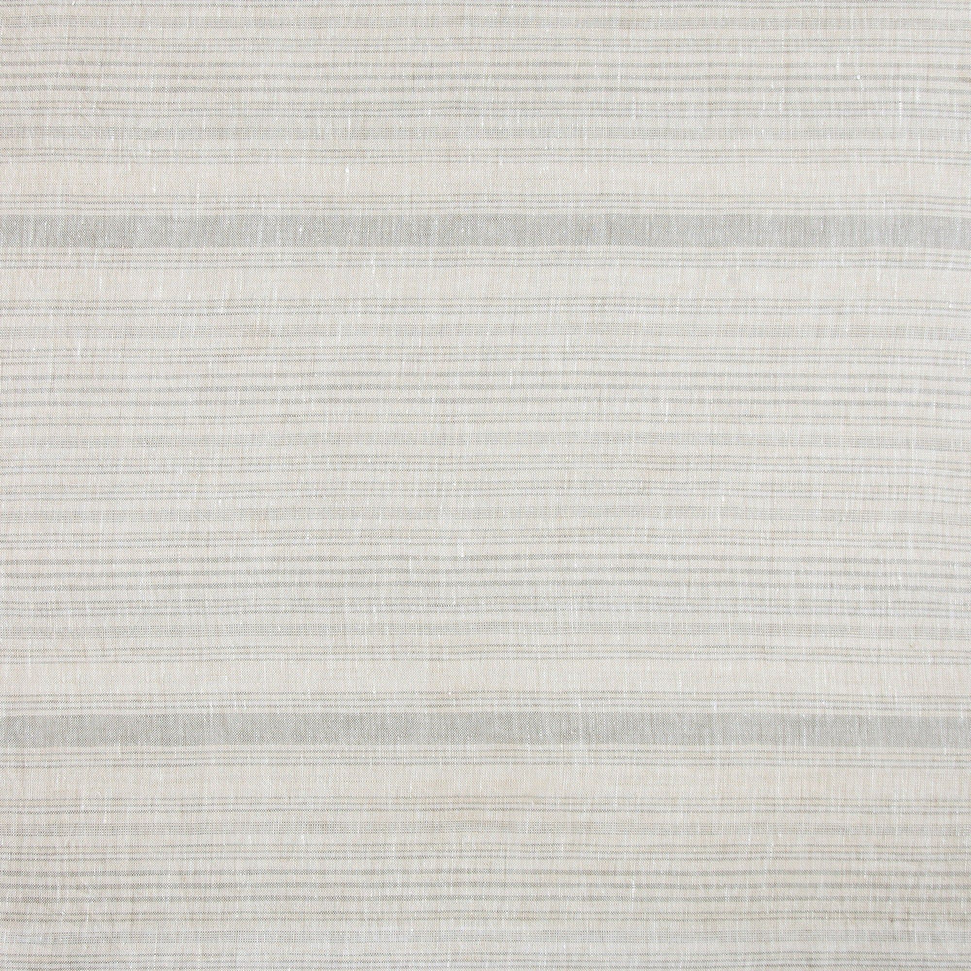 100% French Flax Linen - Queen Variegated Stripe Duvet Cover Set (Set of 3) - Natural / Light Blue
