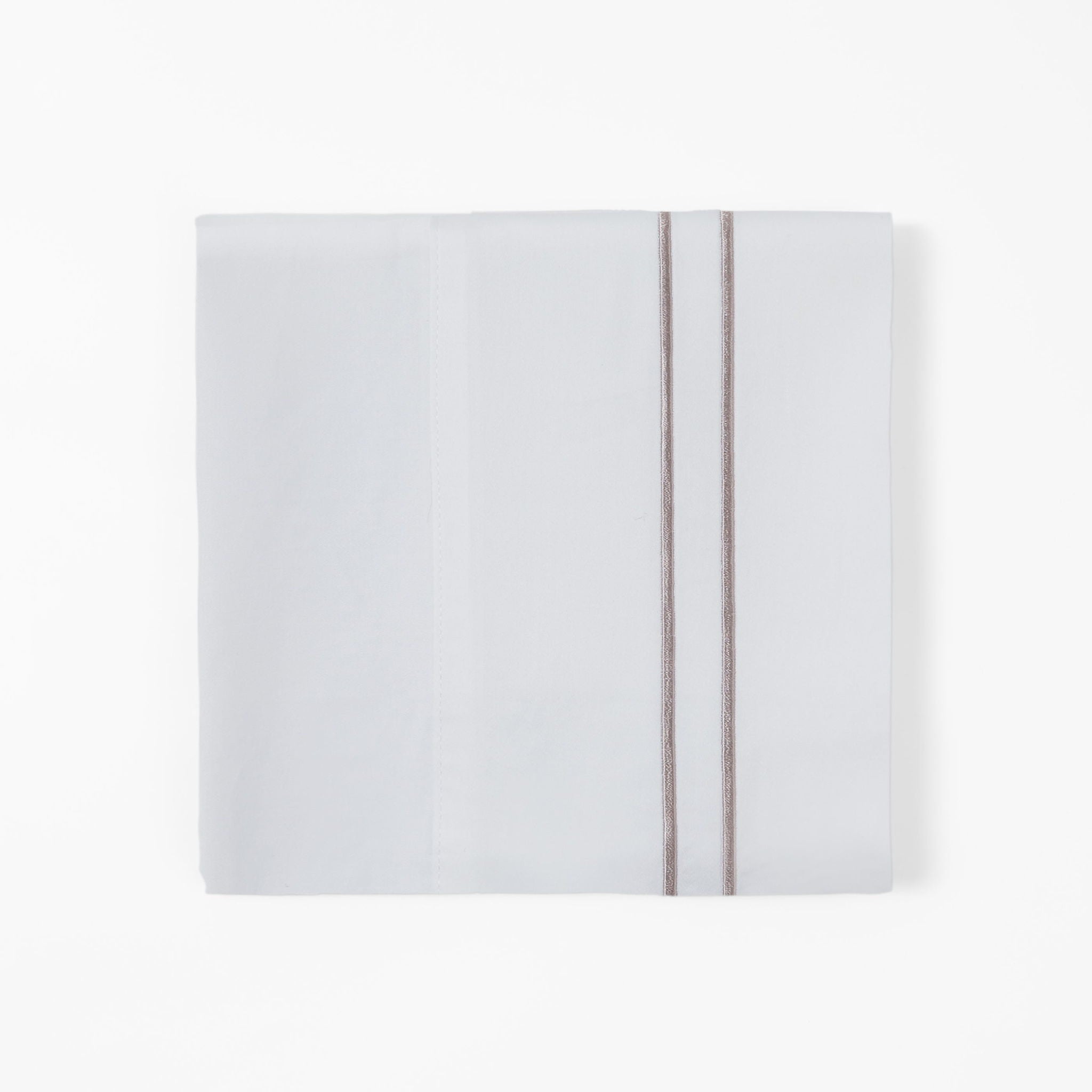 Stripe Sheet - Queen 350TC Embroidered Stripe Sheet Set (Set of 4) - White / Taupe