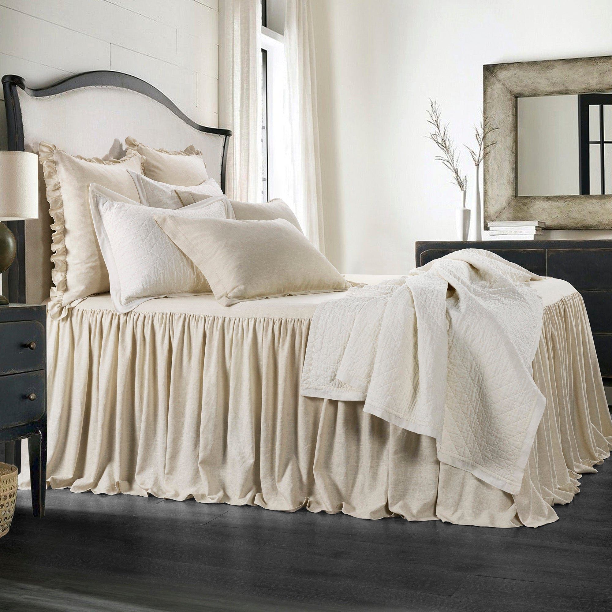 Luna - Twin Washed Linen Bedspread Set (Set of 2) - Light Tan