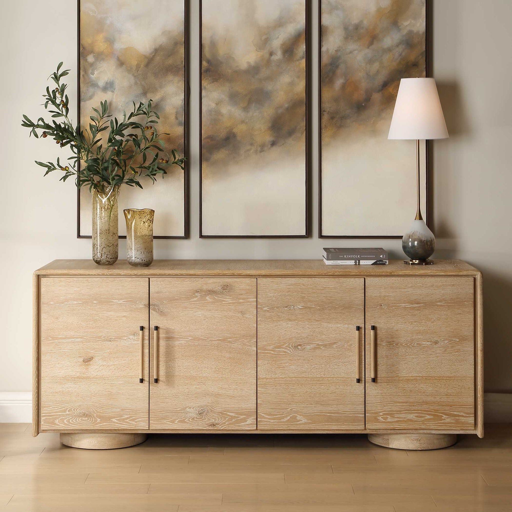 Evanston - 4 Door Natural Oak Cabinet - Woodtone
