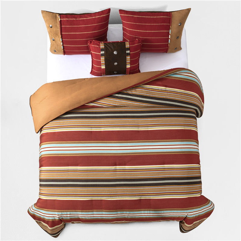 Calhoun - Full Comforter Set (Set of 5) - Red / Brown