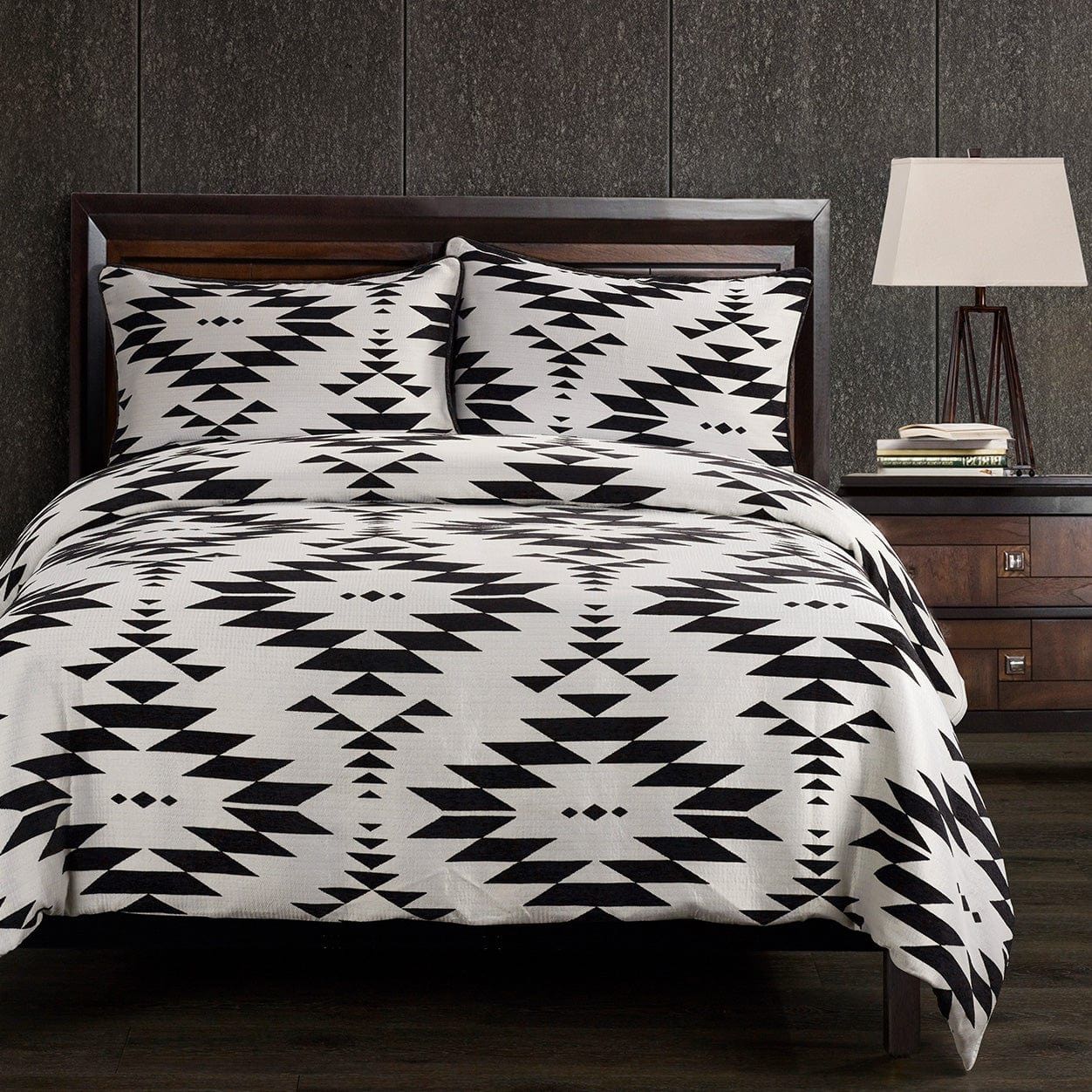 Amelia - Queen Aztec Comforter Set (Set of 3) - Black / White