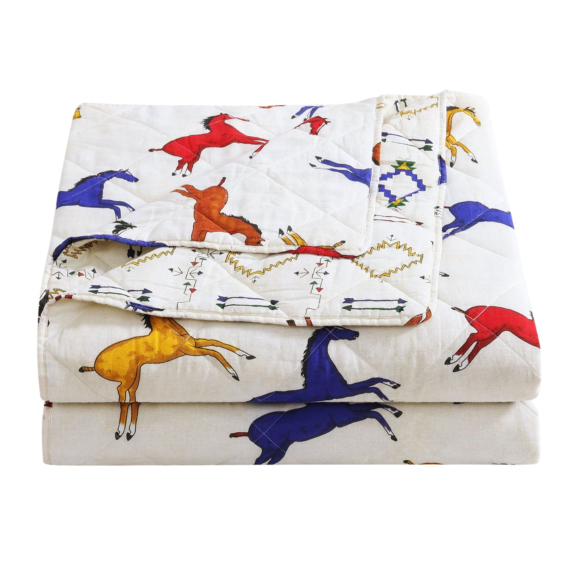 Wild Horses - King Reversible Quilt Set (Set of 3) - Multi Color