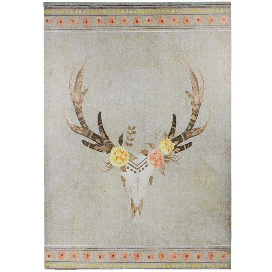 Desert Skull - 20" x 29.5" Bohemian Canvas Wall Art 4 Per Carton - Cream