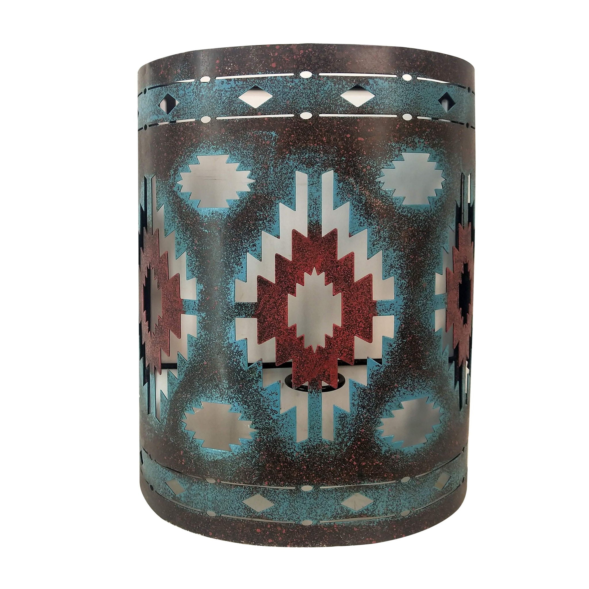 Wall Décor - Colorful Aztec Rustic Southwestern Wall Sconce, 4 Per Carton - Blue / Red