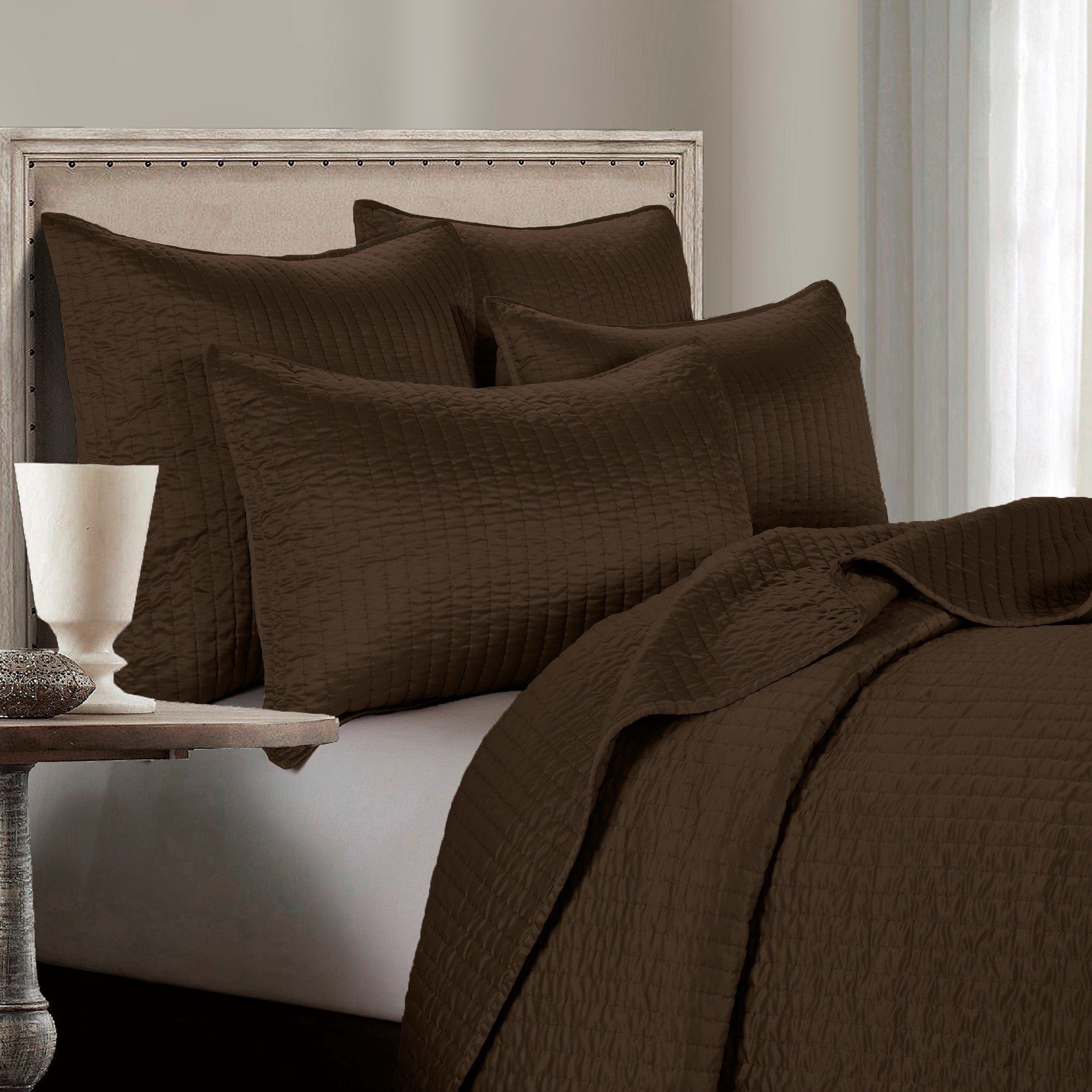 Satin Channel - Twin Quilt Set (Set of 2) - Chocolate