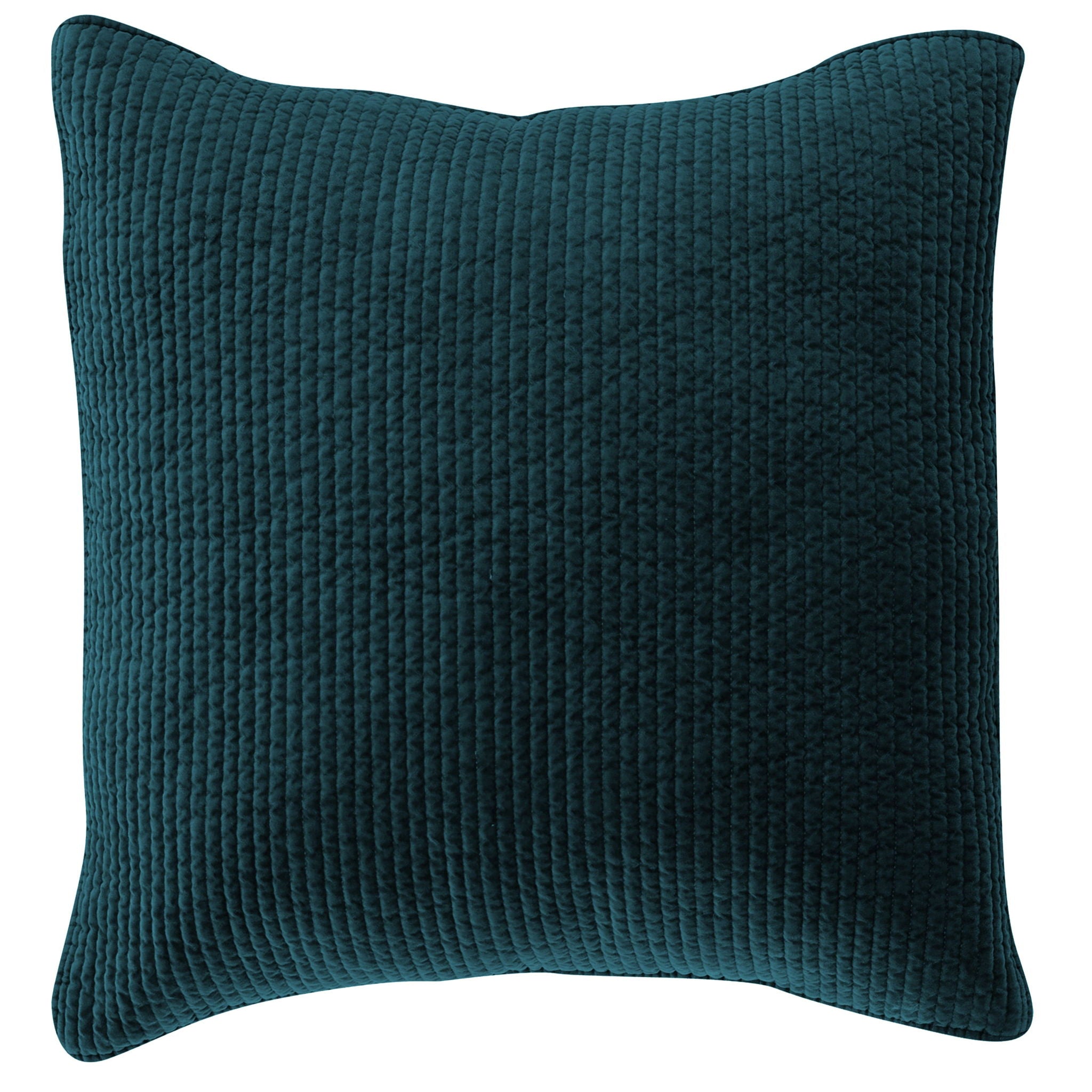 Stonewashed Cotton Velvet - Quilted Euro Sham - Deep Blue