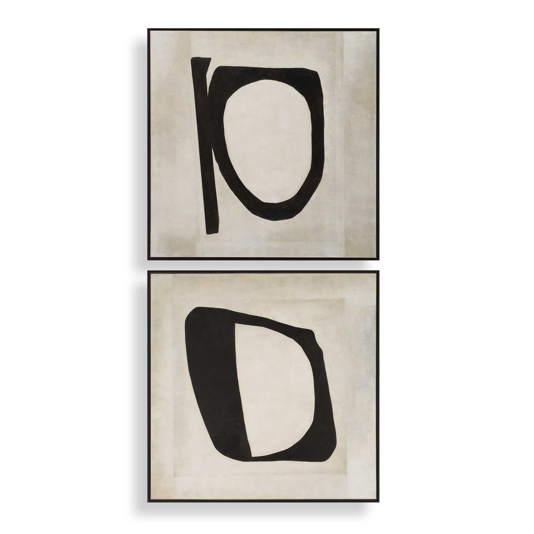 Characters - Abstract Art (Set of 2) - Black / Beige