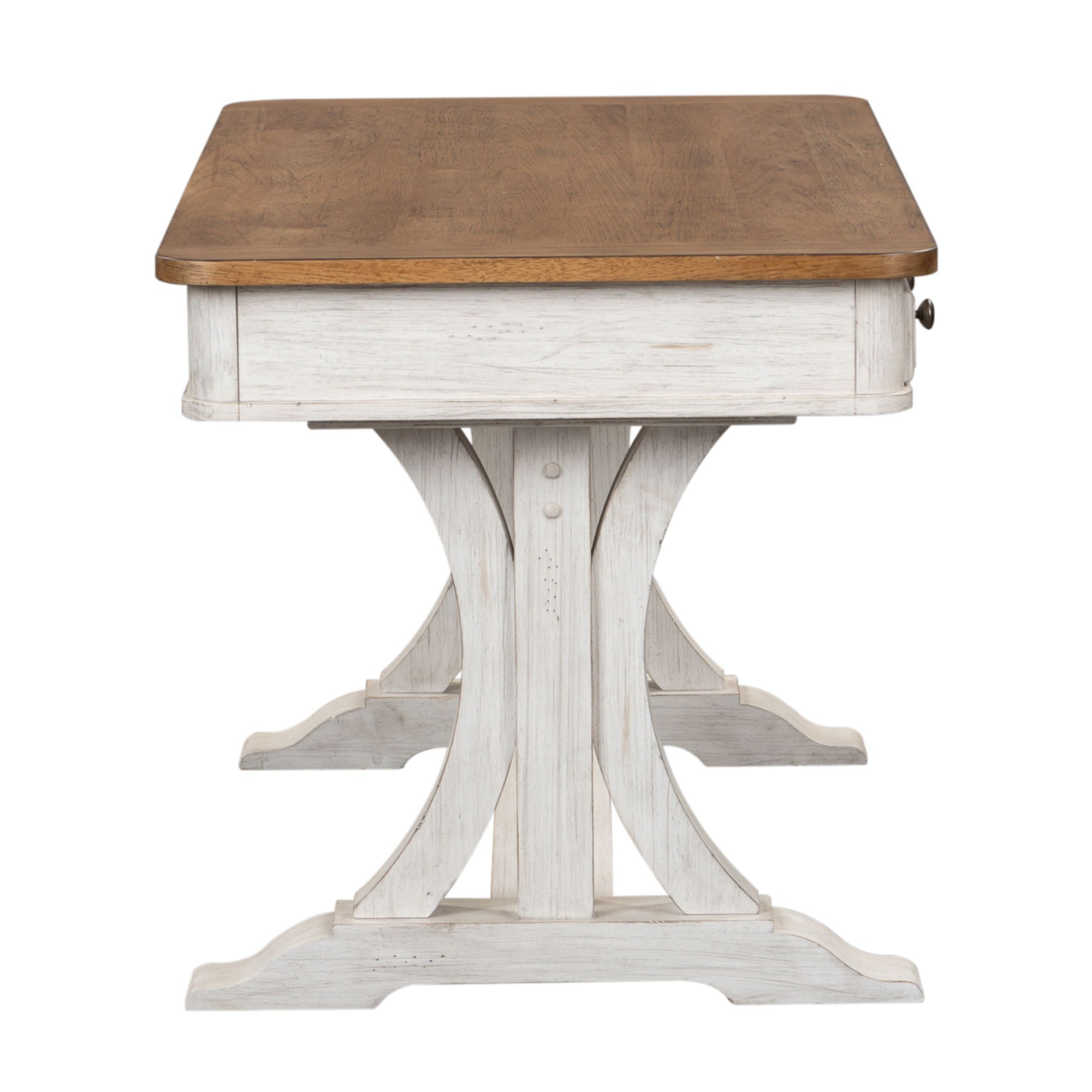 Farmhouse Reimagined - Writing Desk - Antique White / Chestnut Tops