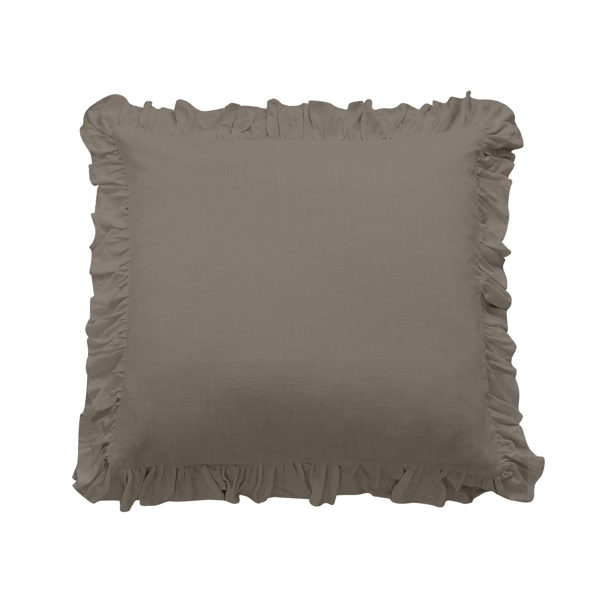 Lily - Washed Linen Ruffled Euro Sham - Taupe