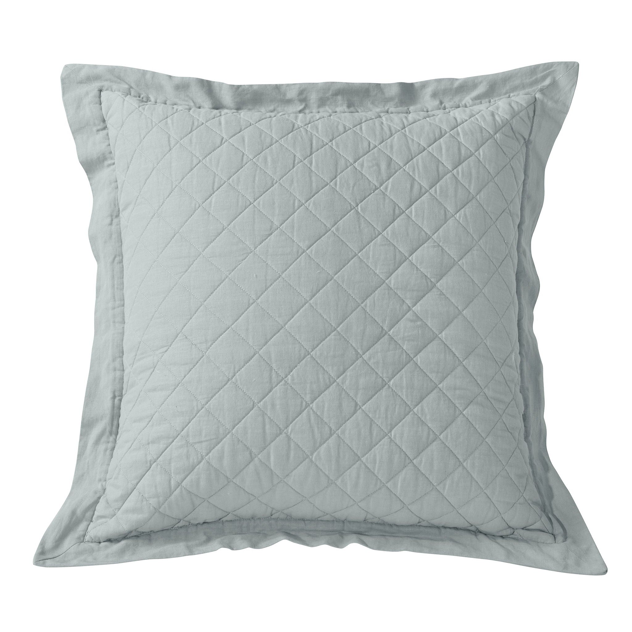 Diamond Linen - Linen Cotton Diamond Quilted Euro Sham - Seaglass