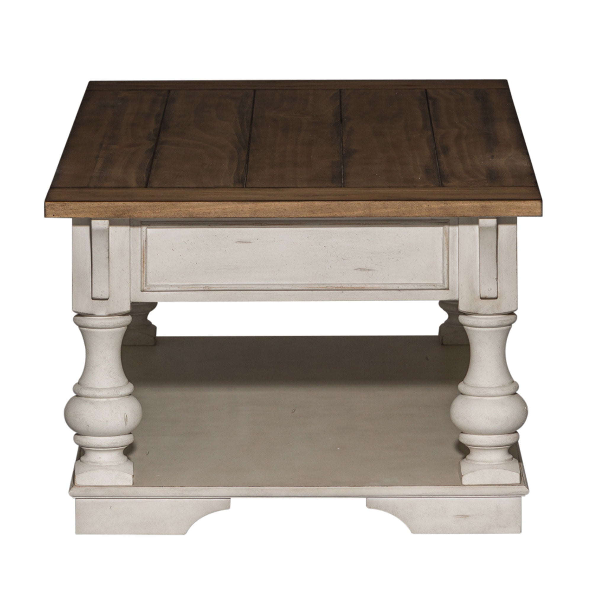 Morgan Creek - Cocktail Table - Antique White / Wirebrushed Tobacco Accents