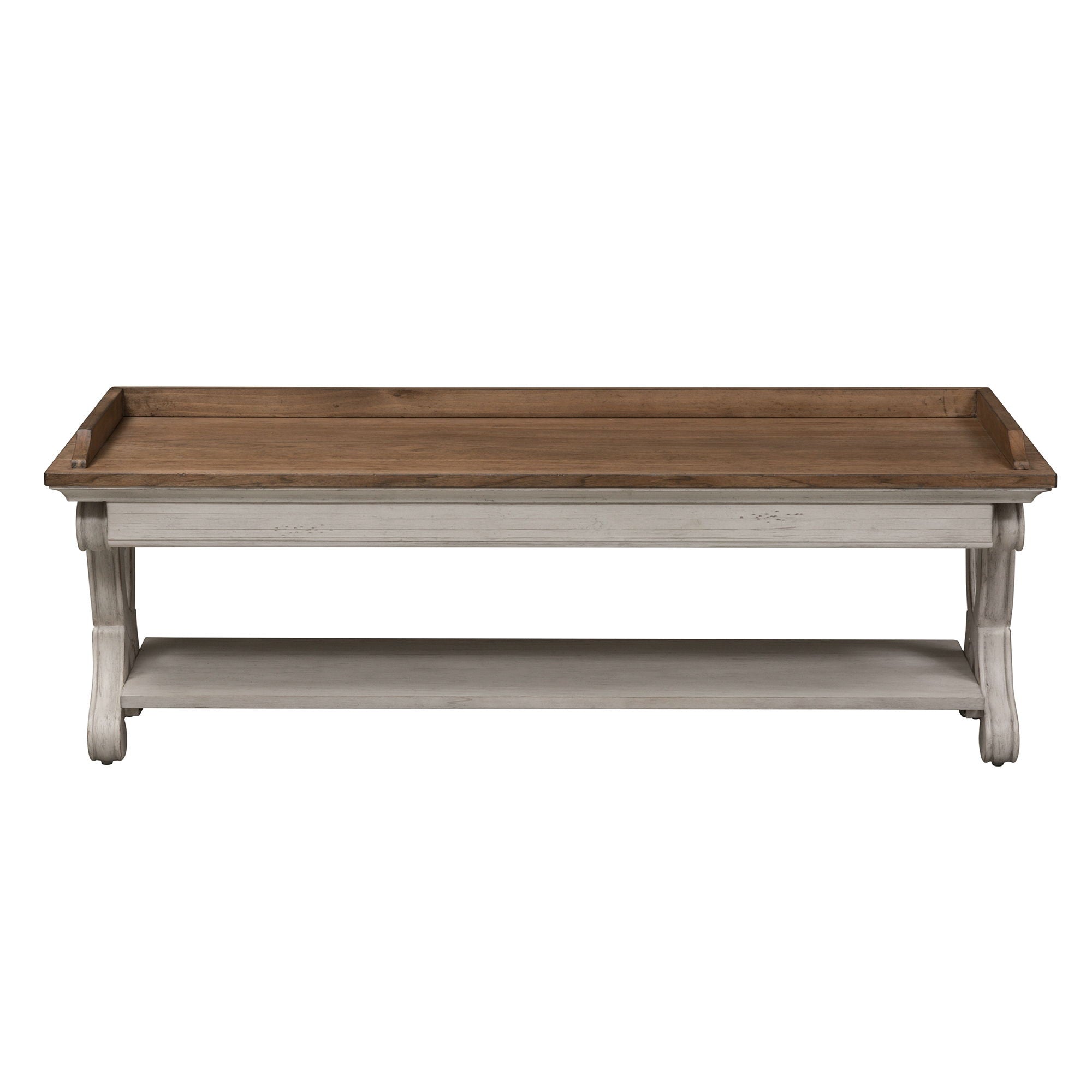 Farmhouse Reimagined - Bed Bench - Antique White / Chestnut Tops