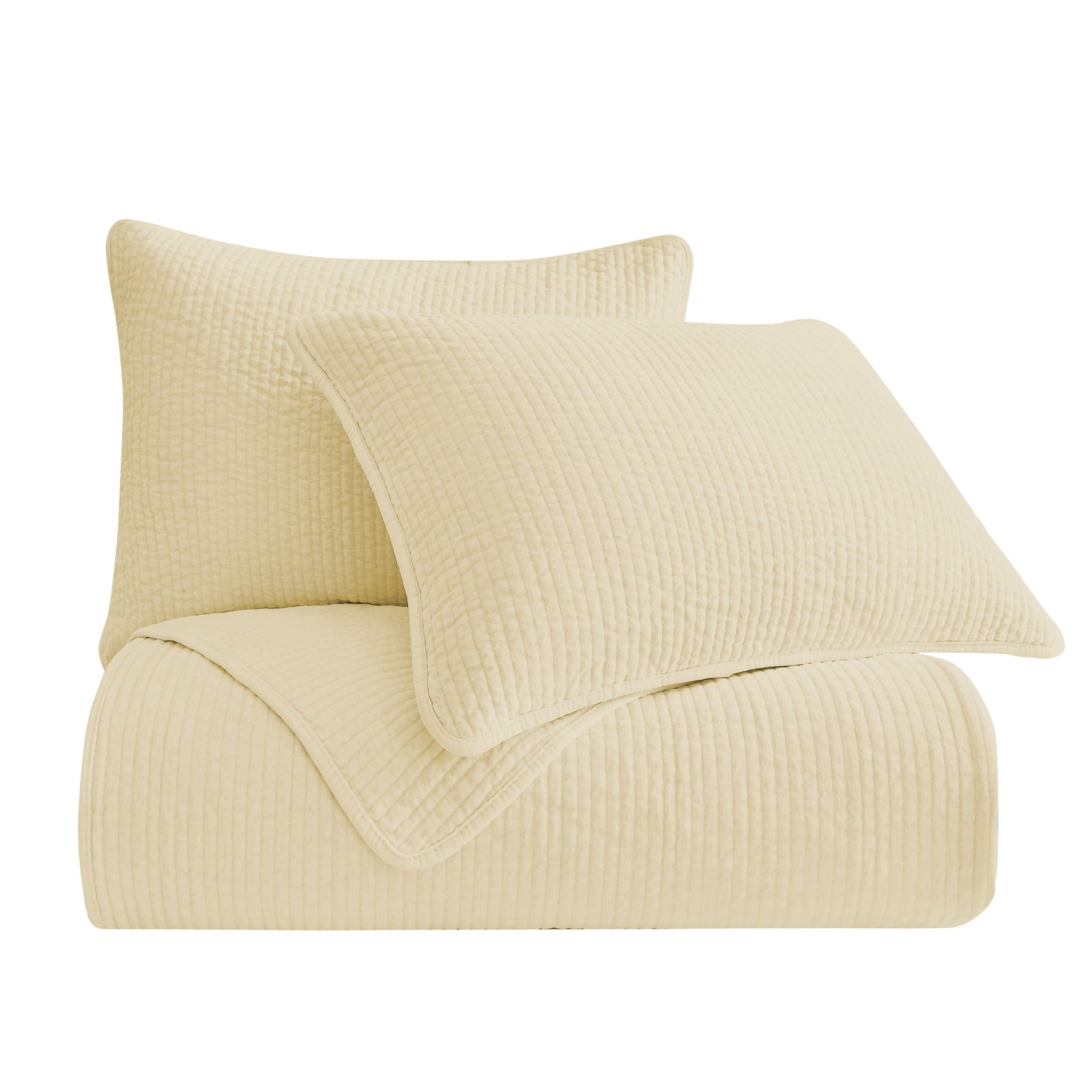 Stonewashed Cotton Velvet - King Quilt Set (Set of 3) - Light Tan