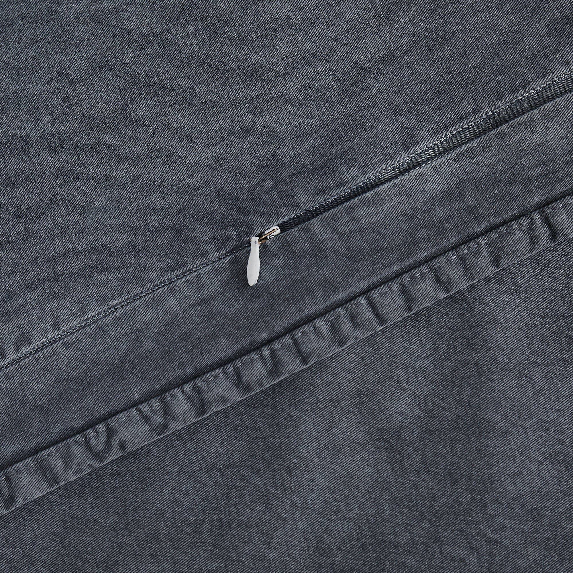 Cotton Canvas - Queen Stonewashed Duvet Cover Set (Set of 3) - Charcoal
