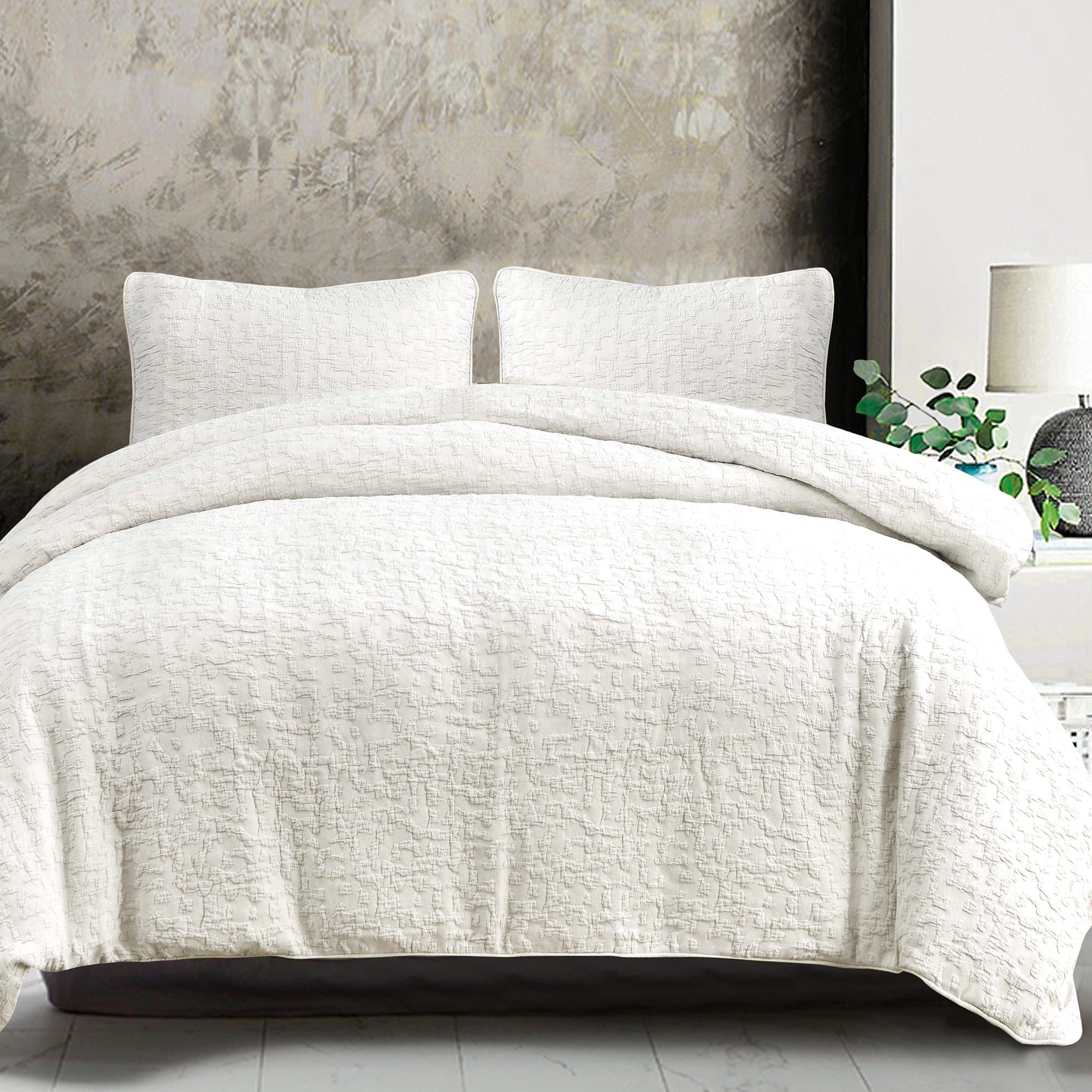 Porto Matelasse - Twin Duvet Cover Set (Set of 2) - Vintage White