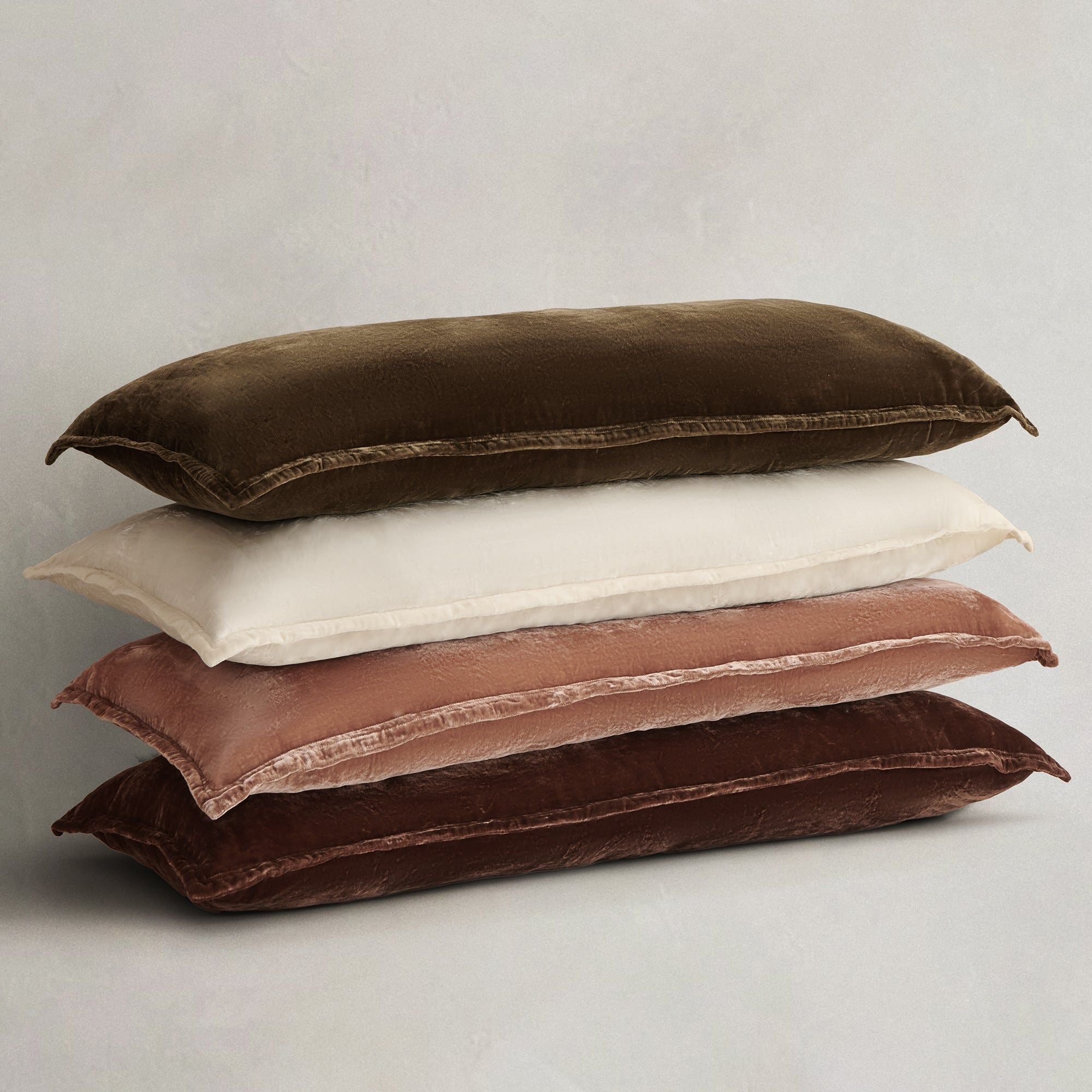 Stella - Faux Silk Velvet Long Lumbar Pillow - Stone