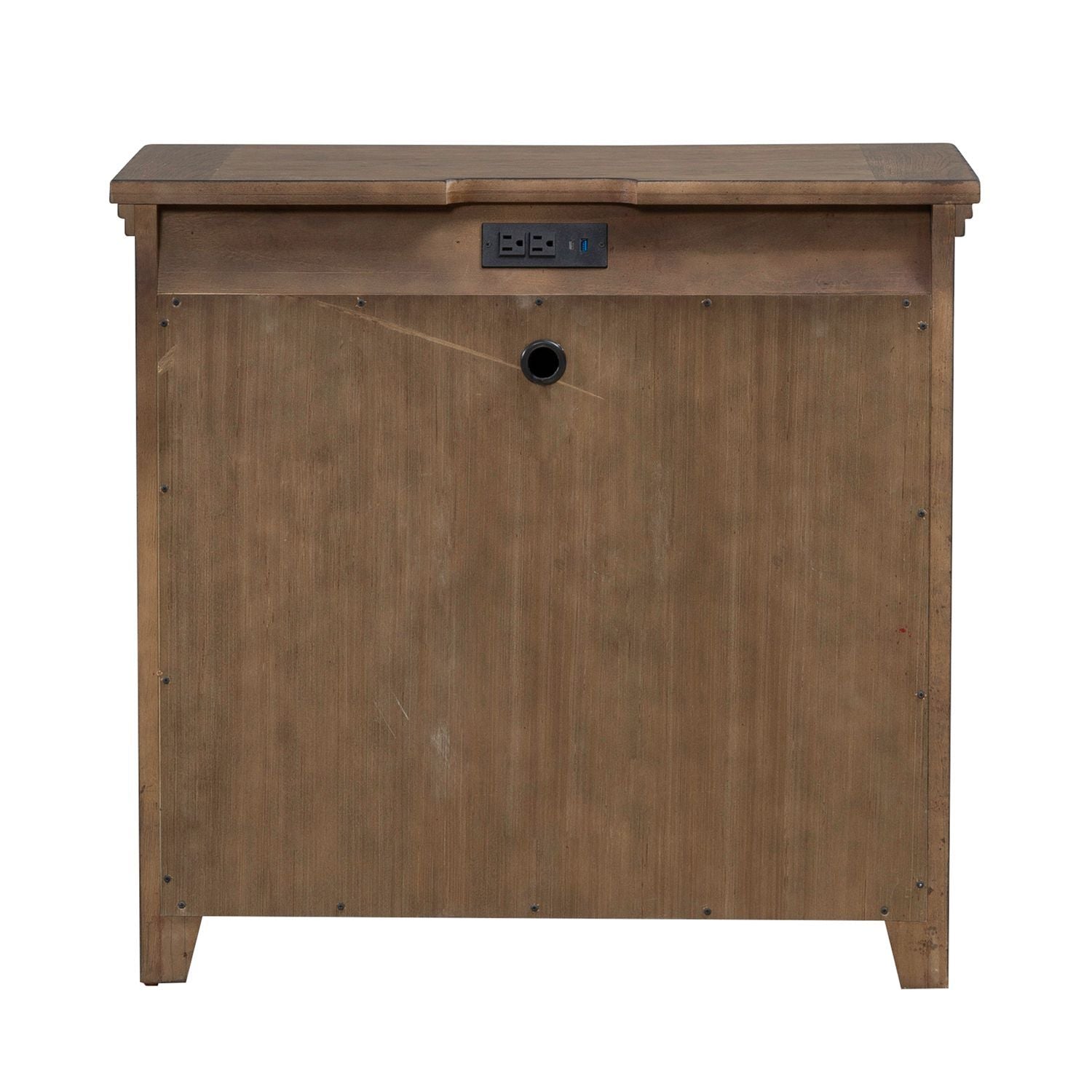 Carolina Park - 2 Door Bedside Chest With Charging Station - Amber Brown