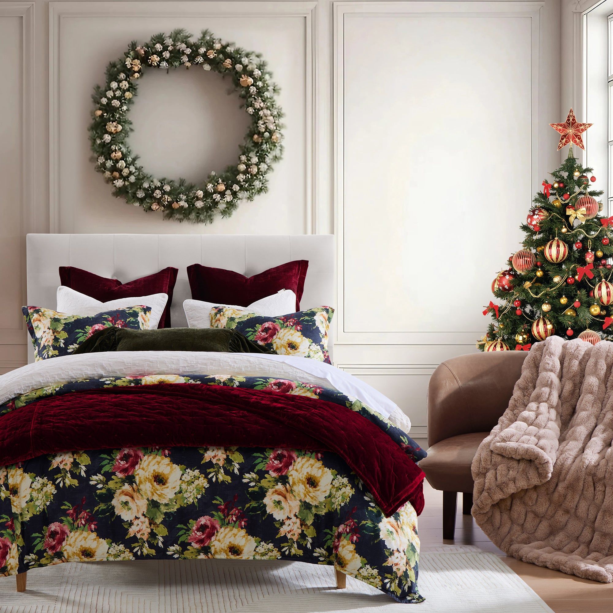 Peony - Queen Washed Linen Comforter Set (Set of 3) - Charcoal