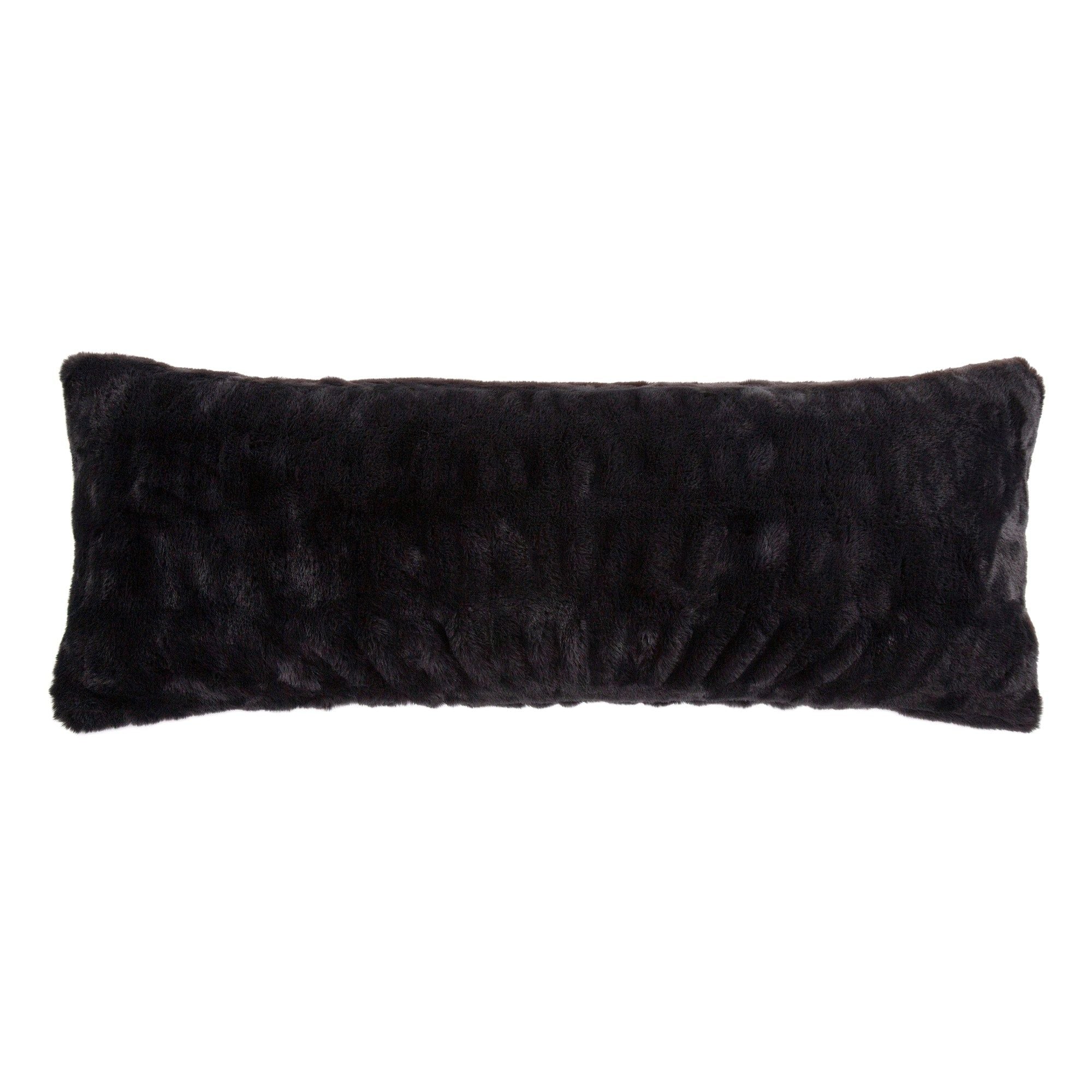 Ruched Rabbit - Lumbar Pillow With Down Insert - Black
