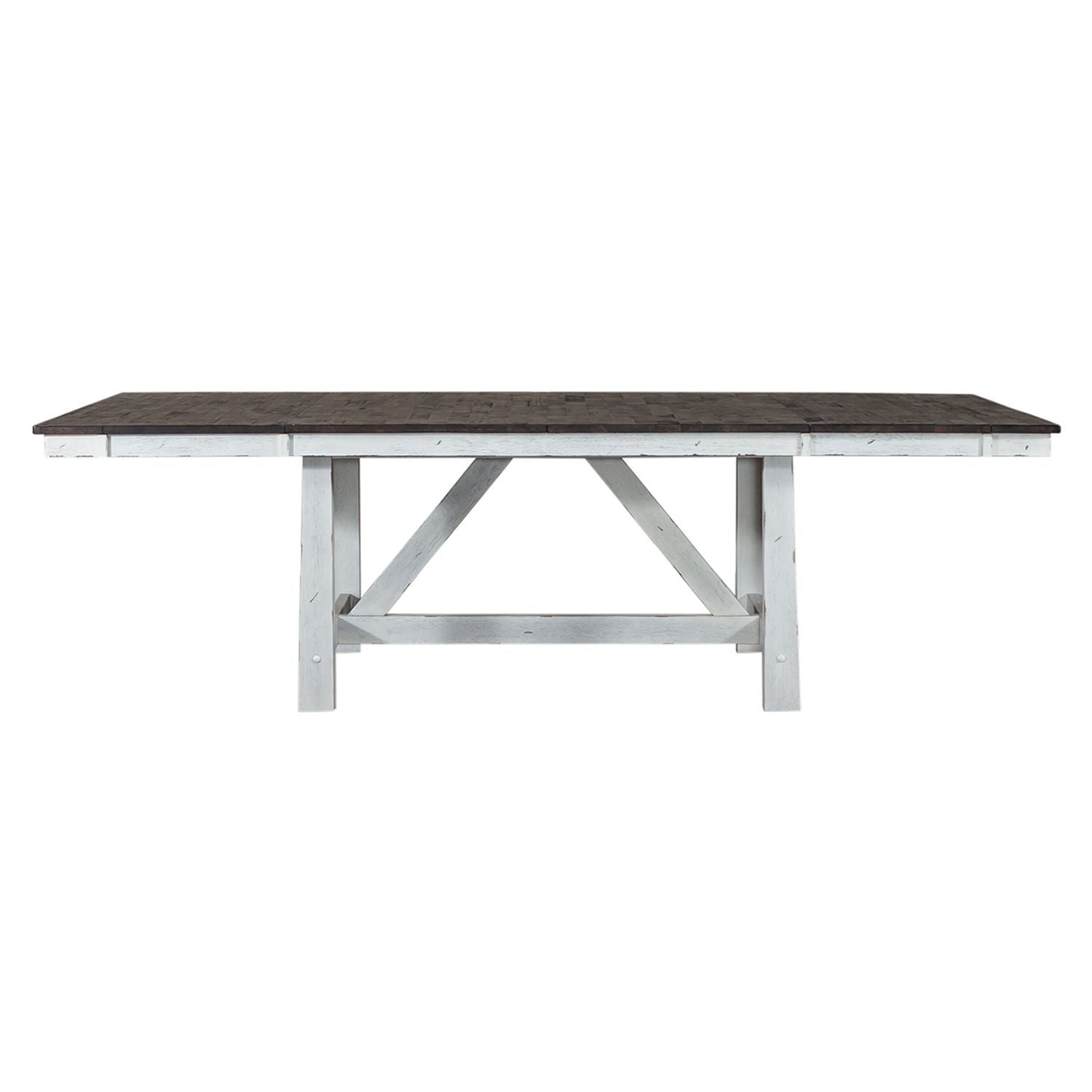 Farmhouse - Trestle Table - Two Tone White / Wood Tone