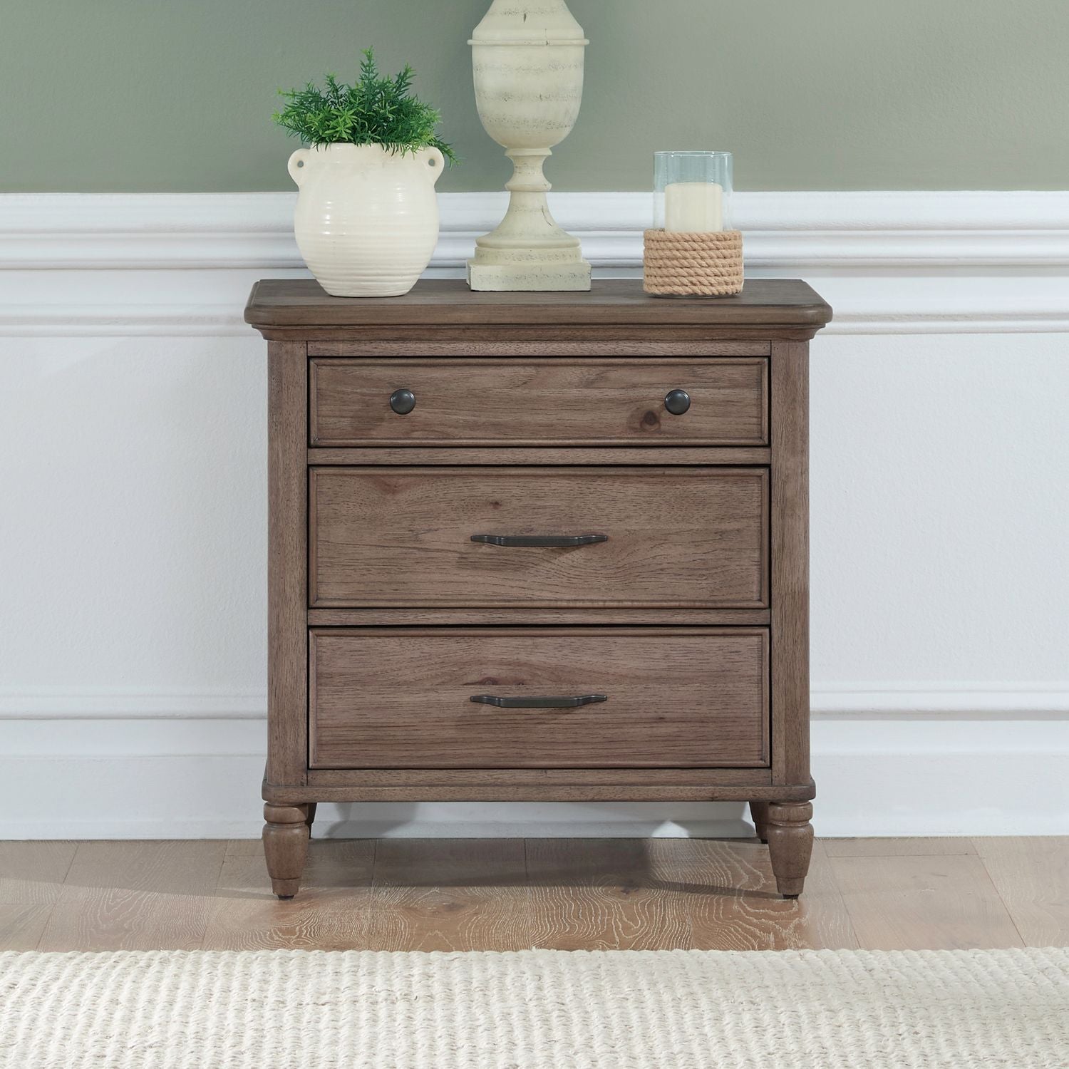 Hickory Grove - Nightstand With Charging Station - Heirloom Brown