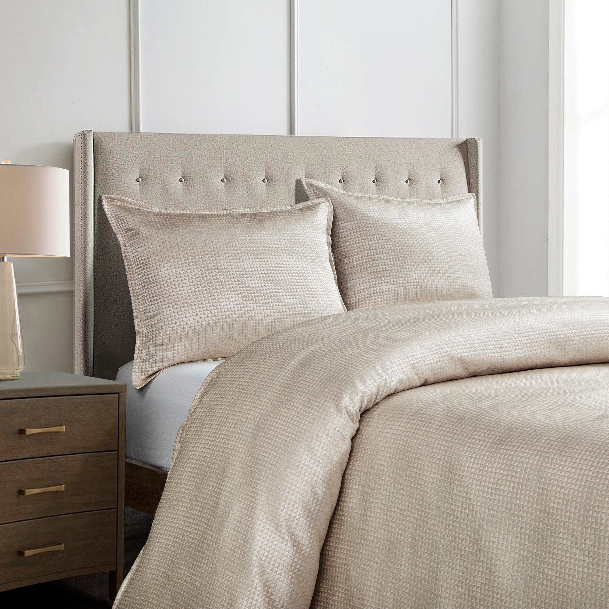 Sydney - Queen Jacquard Duvet Cover Set (Set of 3) - Champagne
