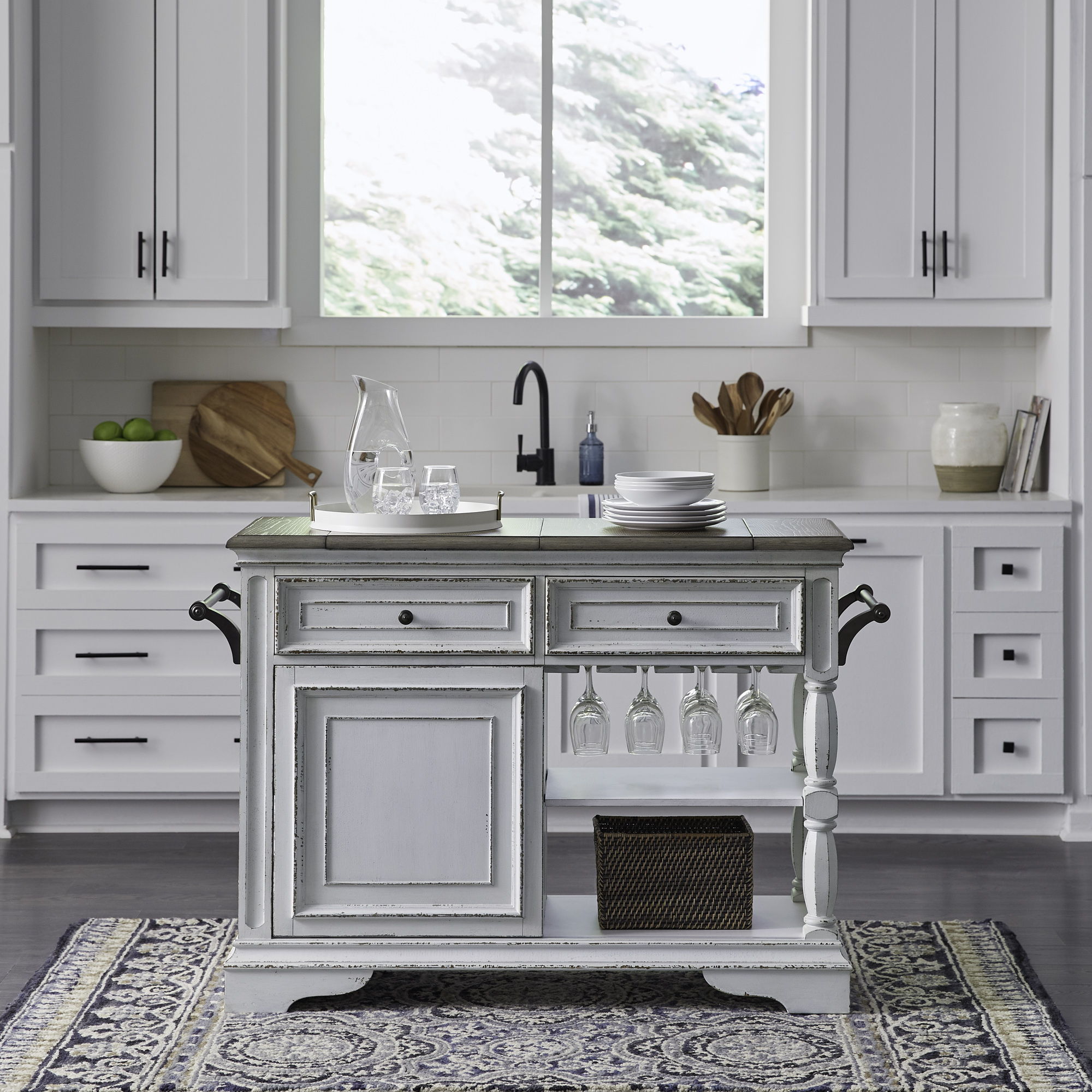 Magnolia Manor - Bar Cart - Antique White