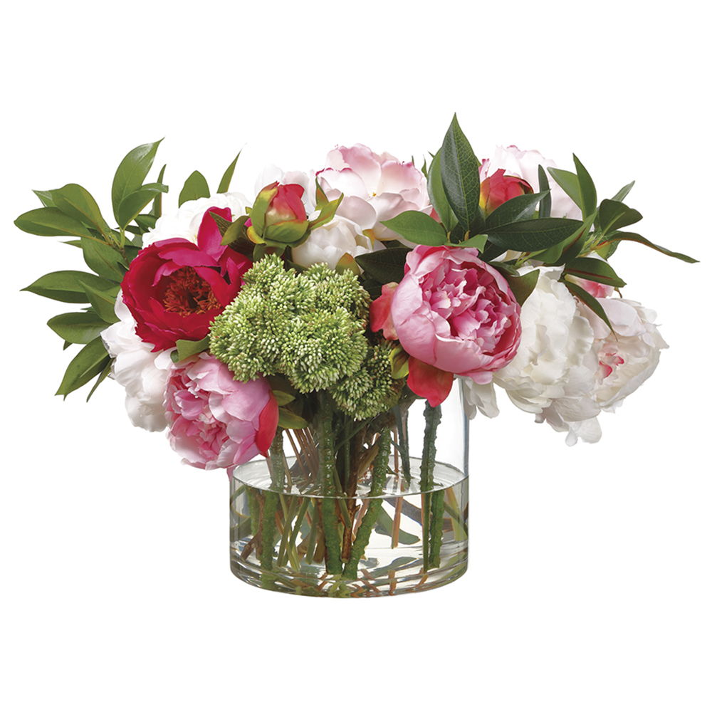 Mix Peony in Glass Vase Pink