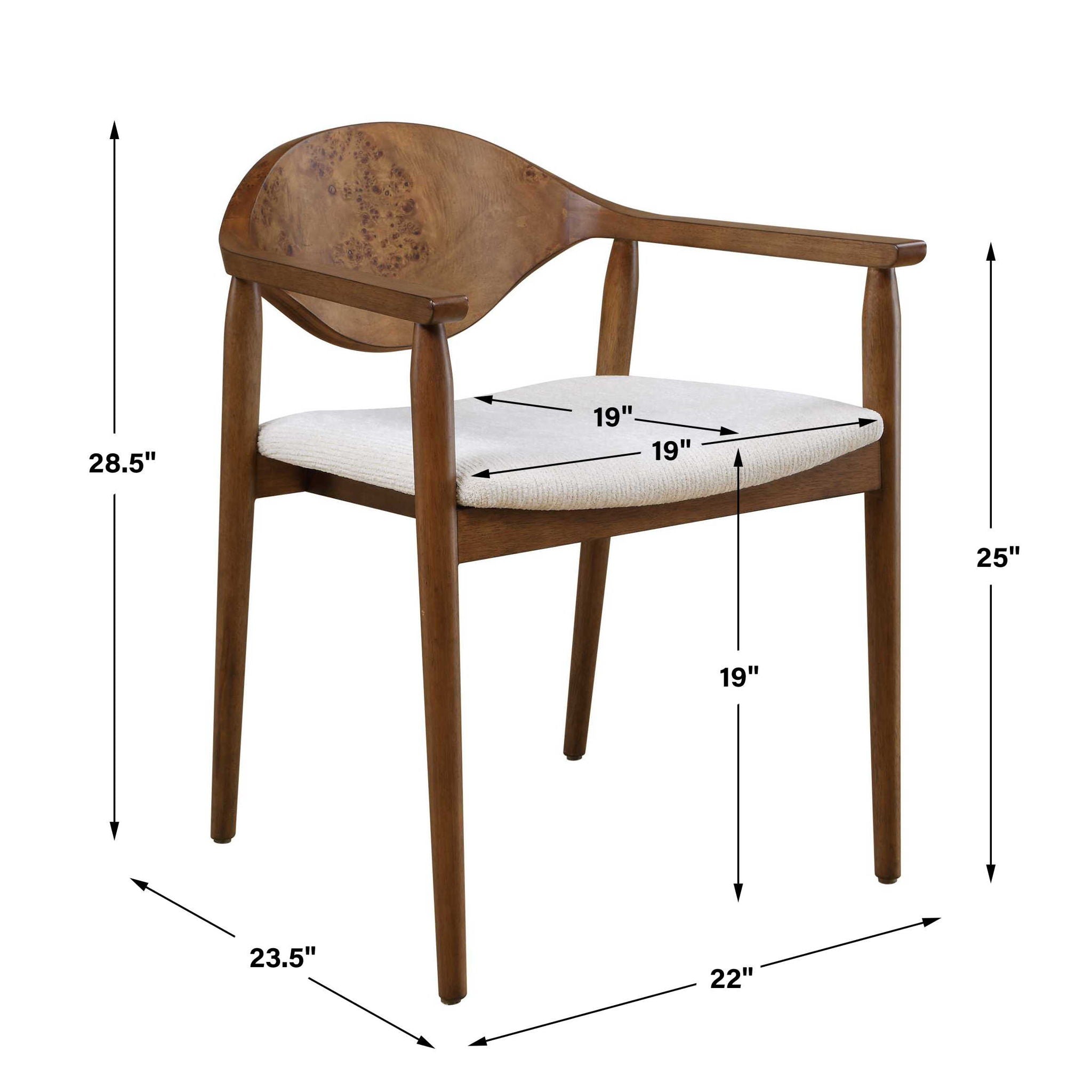 Augusta - Burl Dining Chair - Brown,White