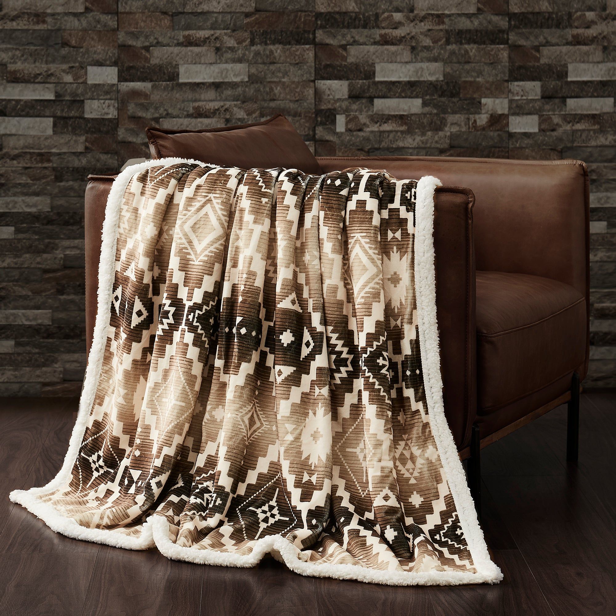 Campfire - Chalet Aztec Campfire Sherpa Throw 6 Per Carton - Multi Color