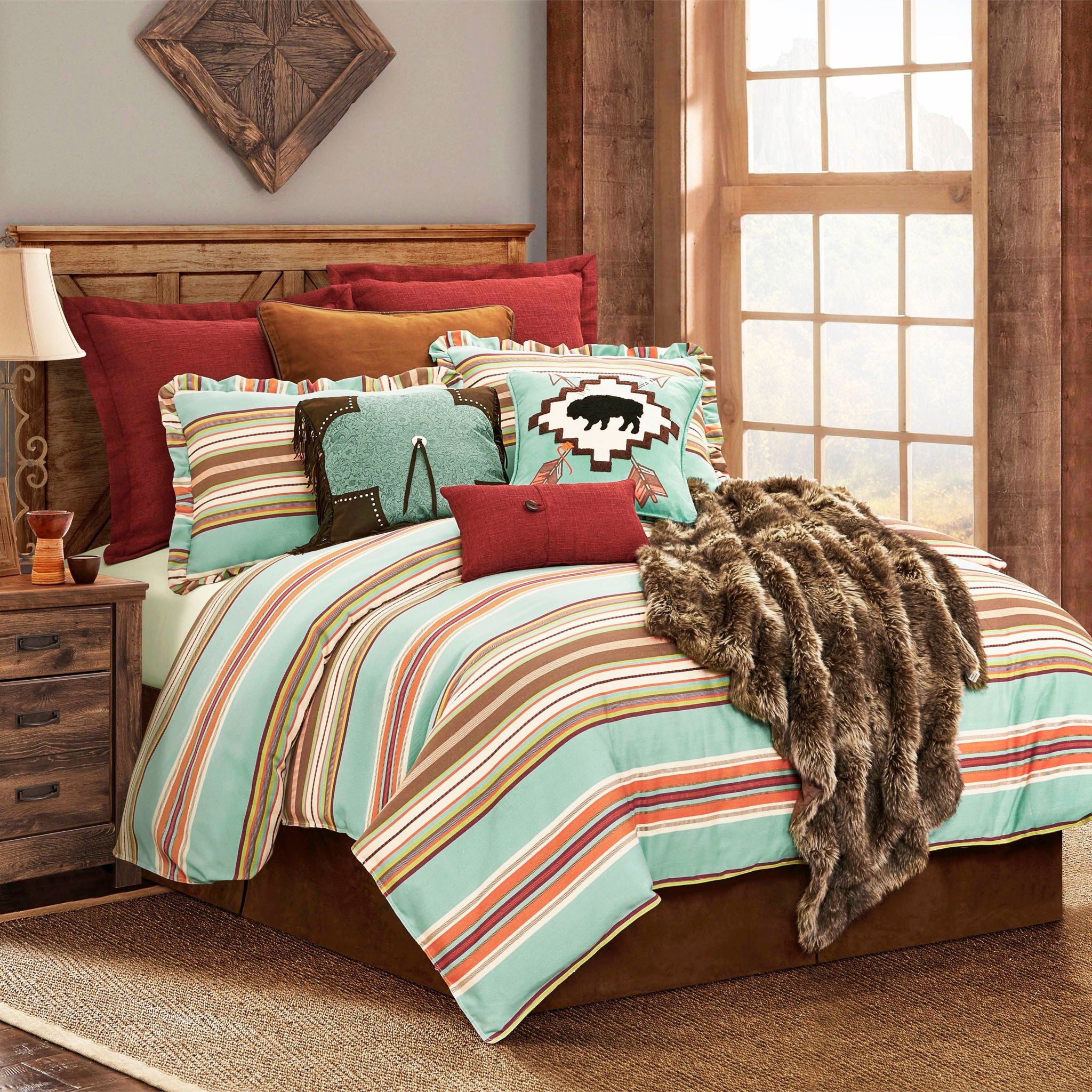 Serape - Full Comforter Set (Set of 3) - Turquoise / Brown