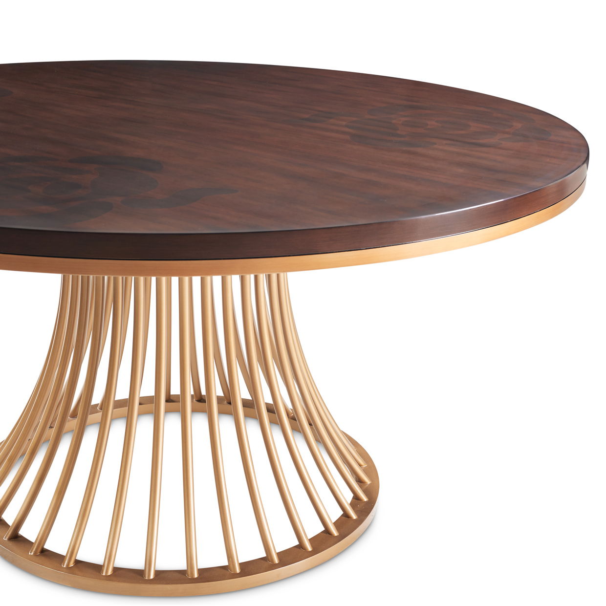 Camellia Field - Round Dining Table - Dark Brown / Gold