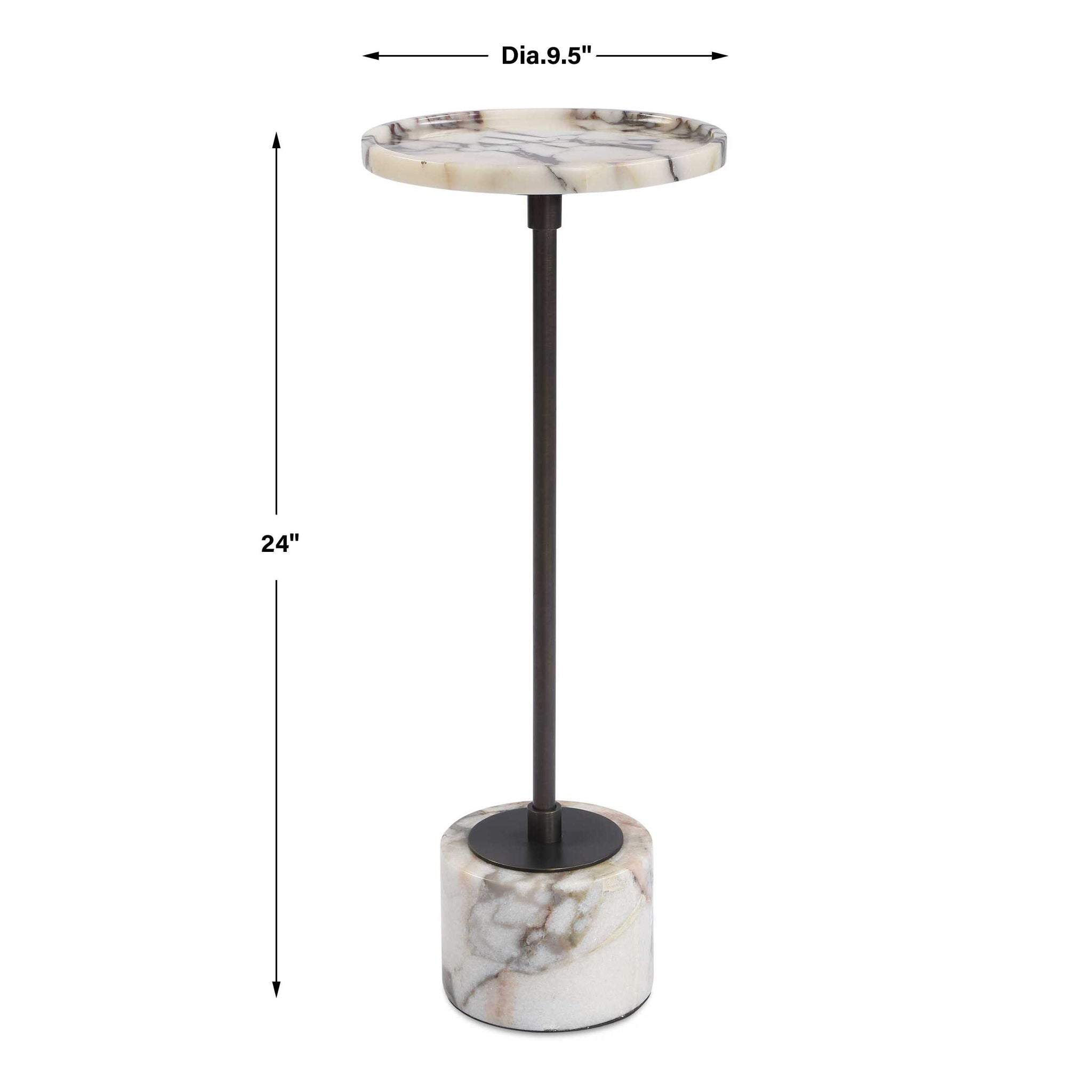 Brunson - White Marble Drink Table - Bronze / White