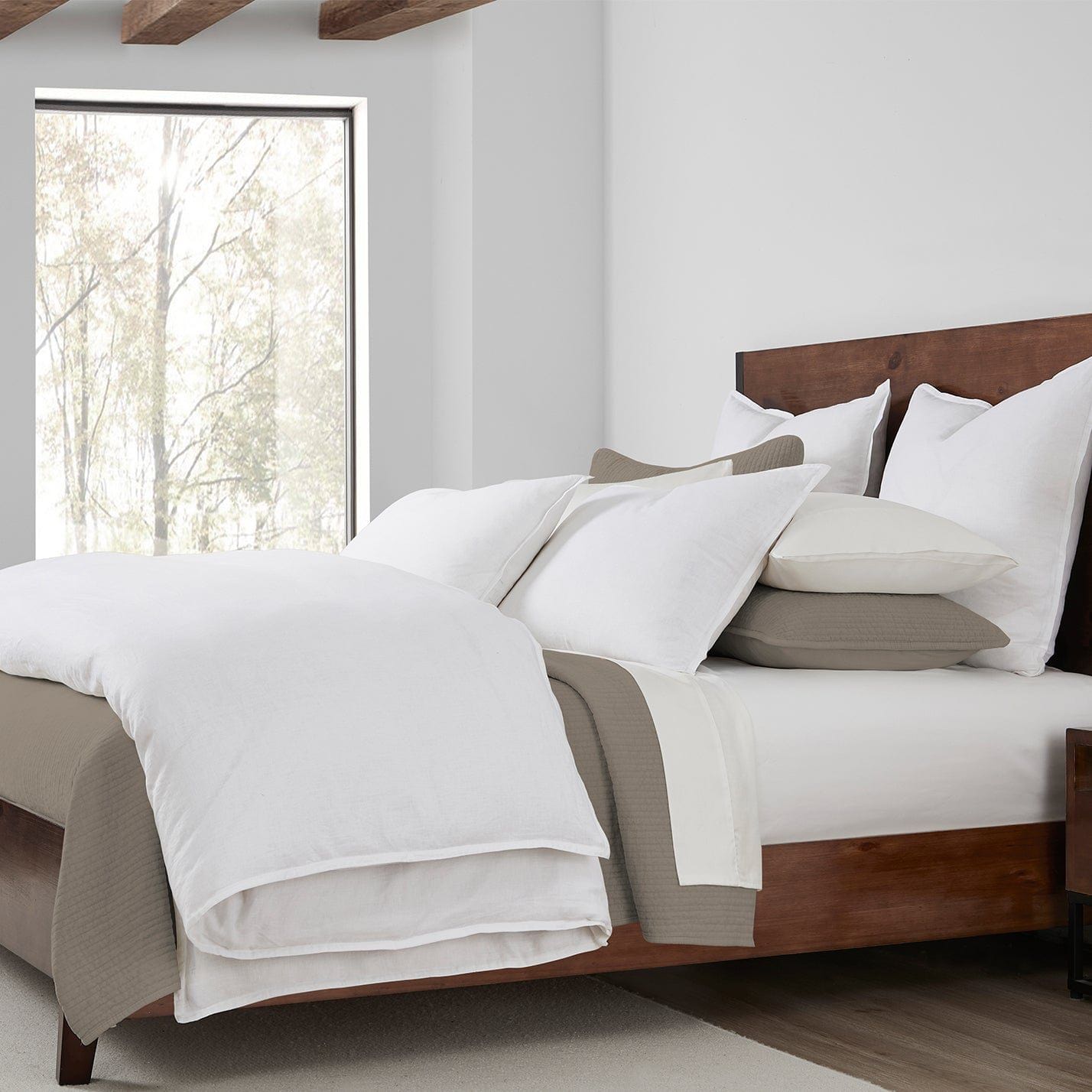 100% French Flax Linen - King Duvet Cover Set (Set of 3) - White