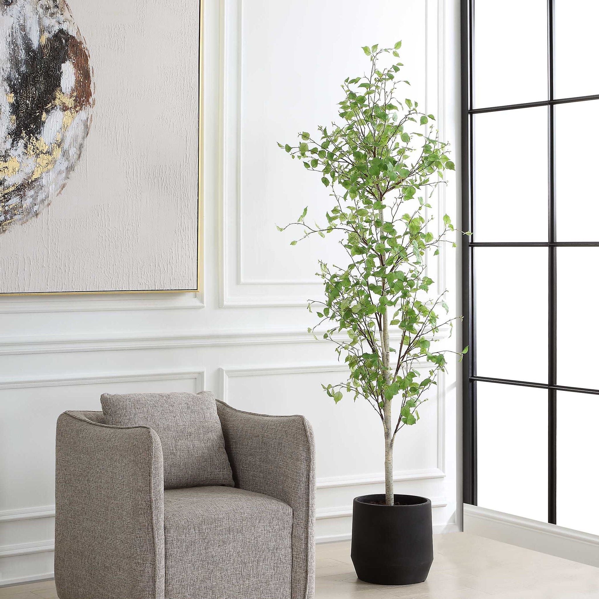 Boreal - Potted Birch Tree - Gray / Green