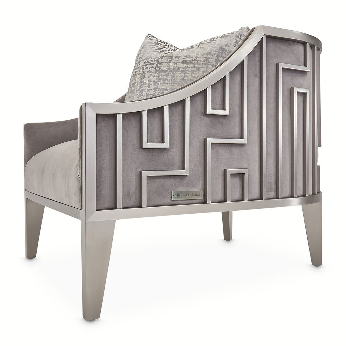 Roxbury Park - Velvet Accent Chair - Gray Pearl / Stainless Steel