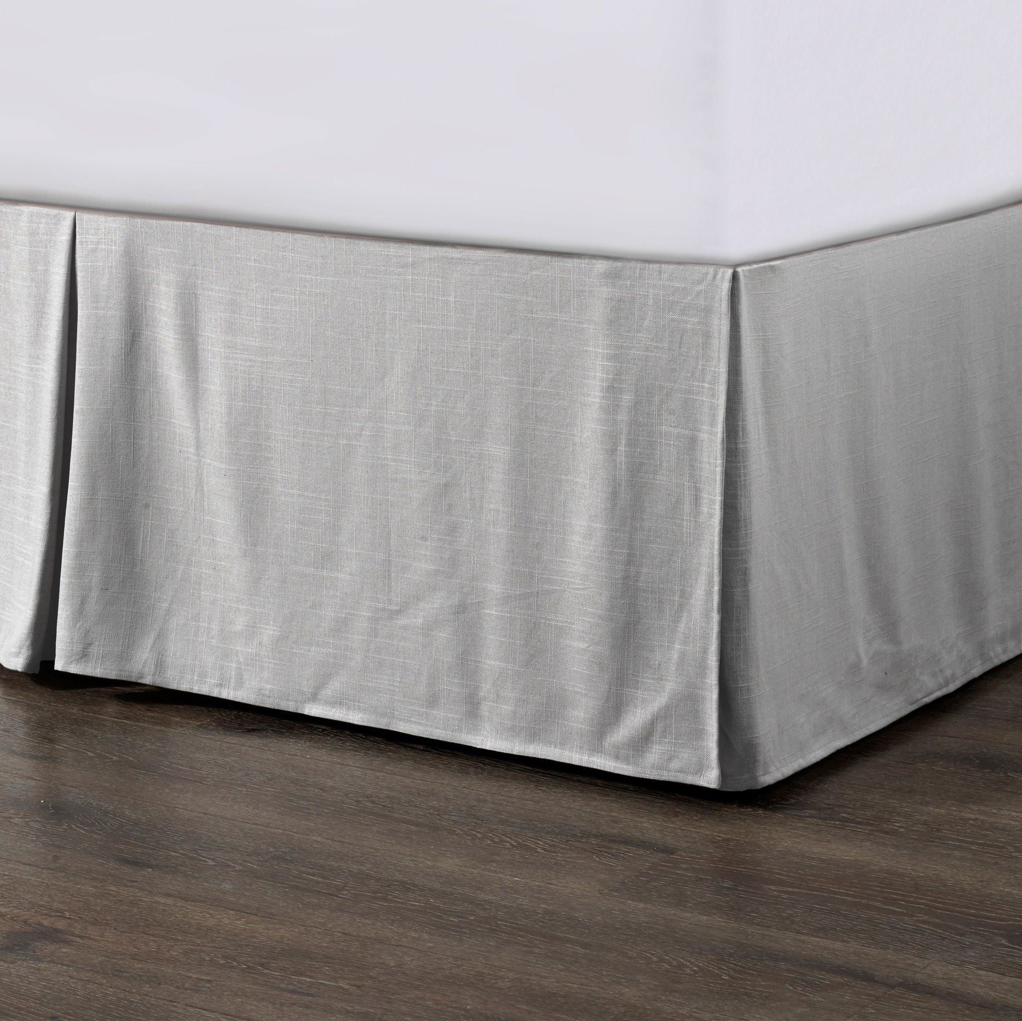 Hera - Washed Linen Tailored King Bed Skirt - Light Gray