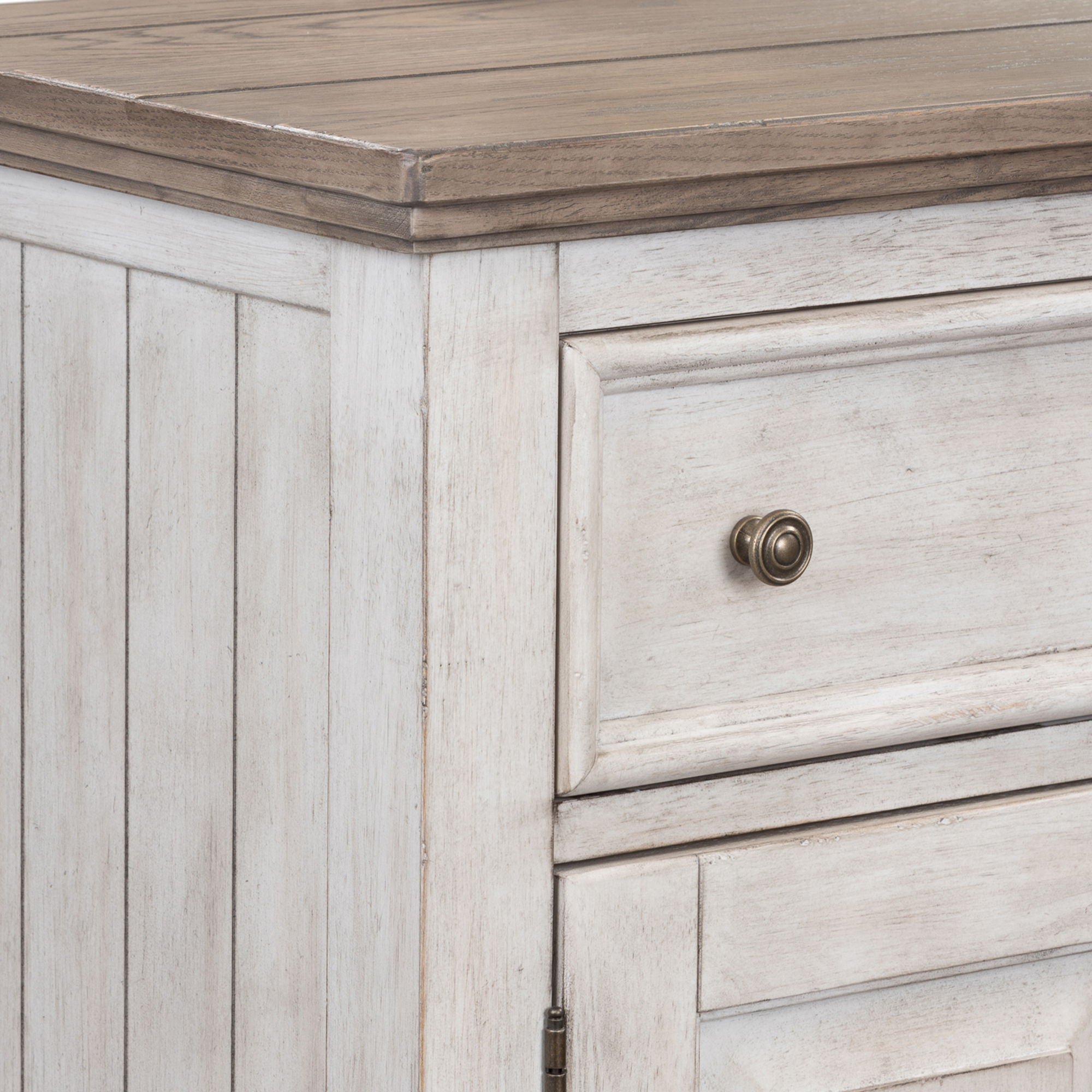 Heartland - 2 Door 6 Drawer Chesser - Antique White / Tobacco Tops